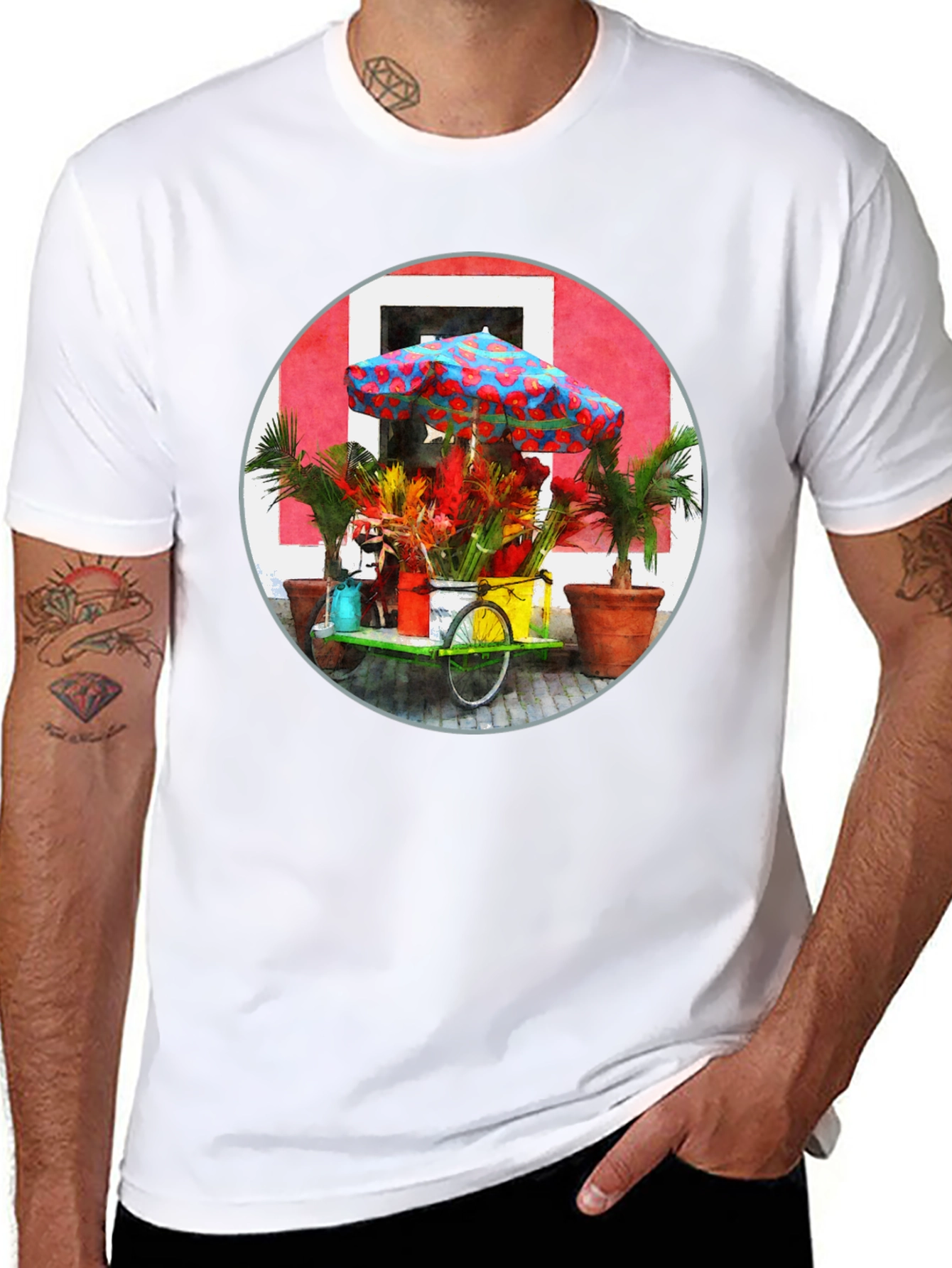 Tropical Flower Cart Graphic Tee
