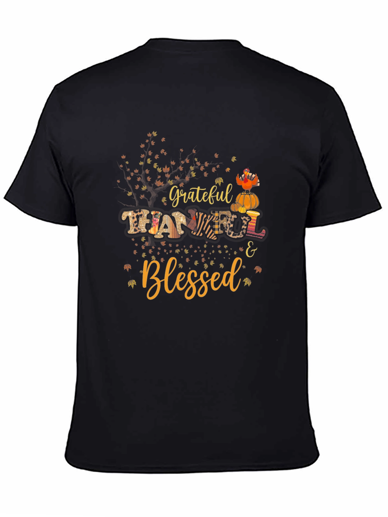 Grateful Thankful & Blessed Fall Graphic T-Shirt
