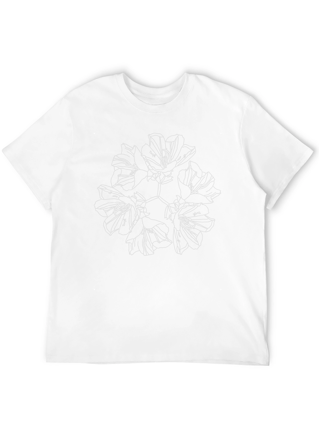 Floral Line Art Graphic Black T-Shirt