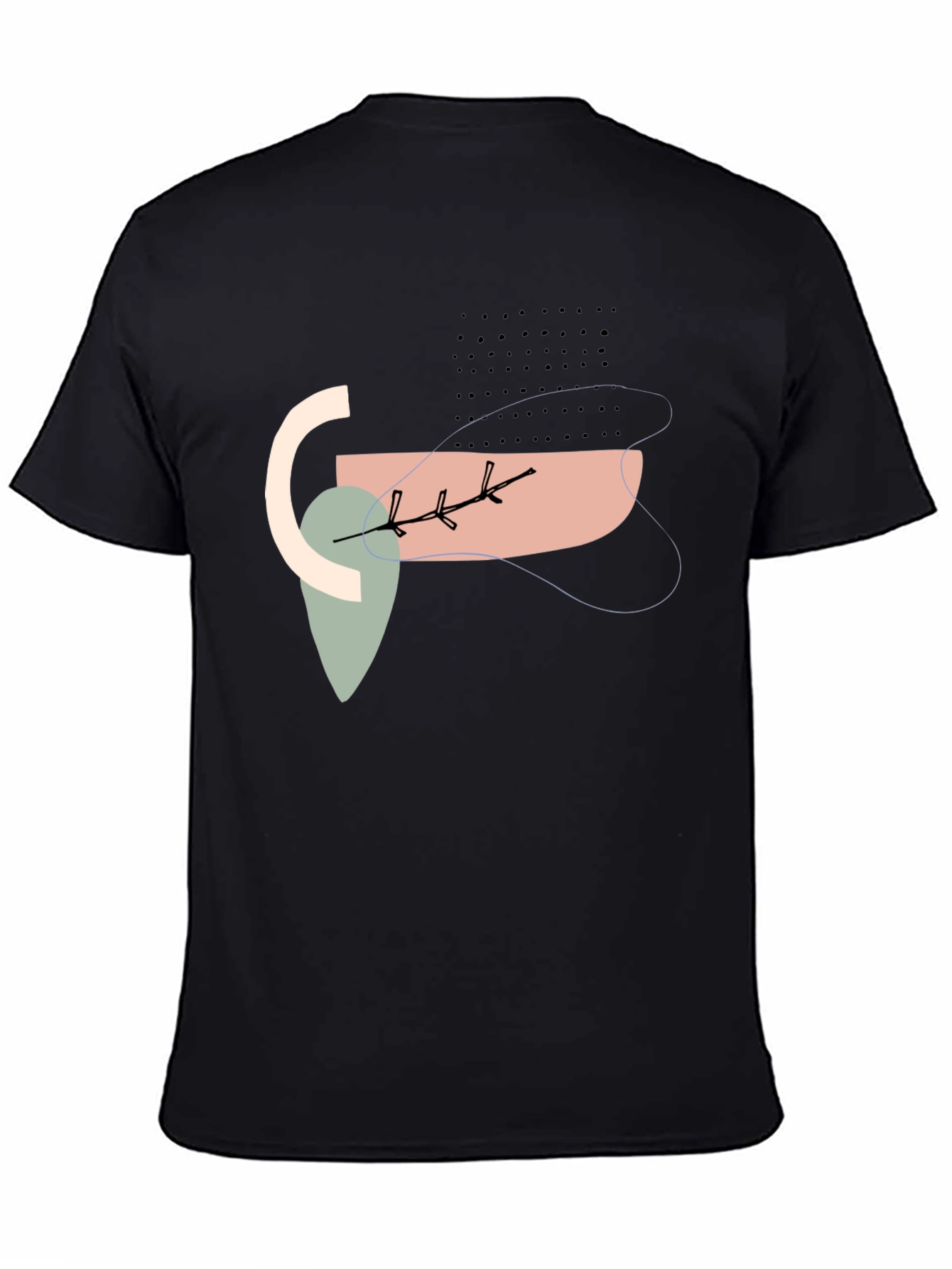 Abstract Graphic Black Crew Neck T-Shirt