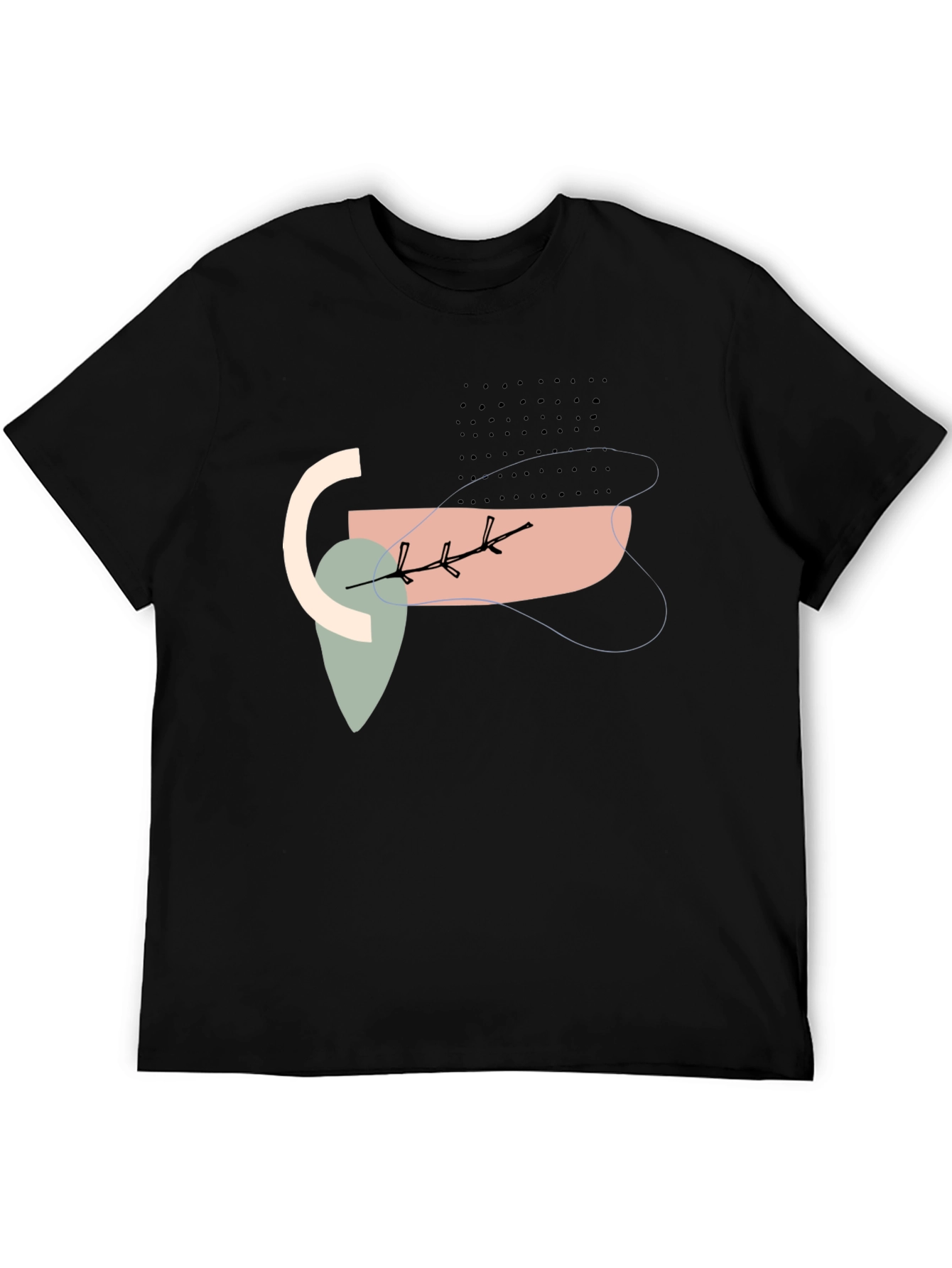 Abstract Graphic Black Crew Neck T-Shirt