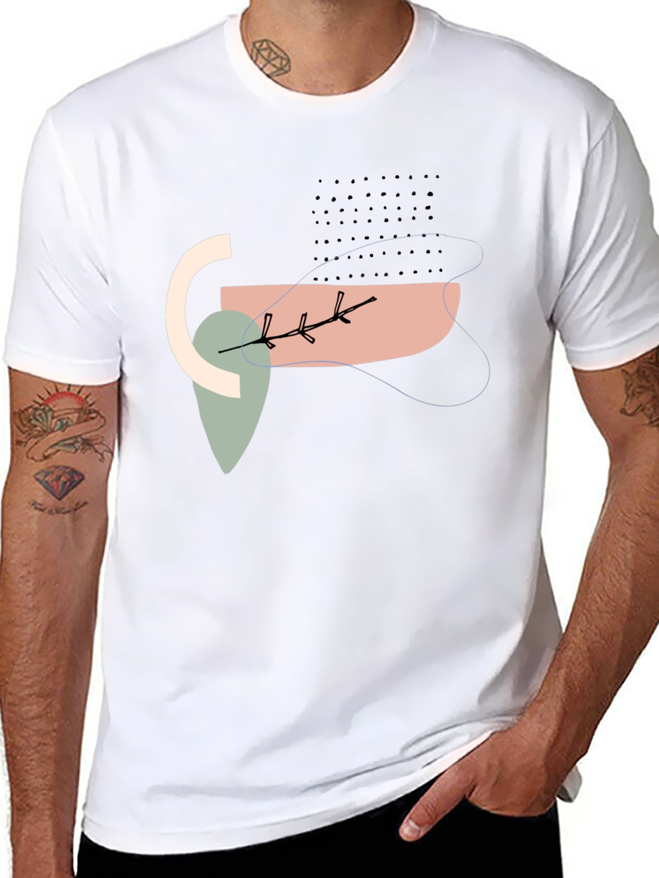 Abstract Graphic Black Crew Neck T-Shirt