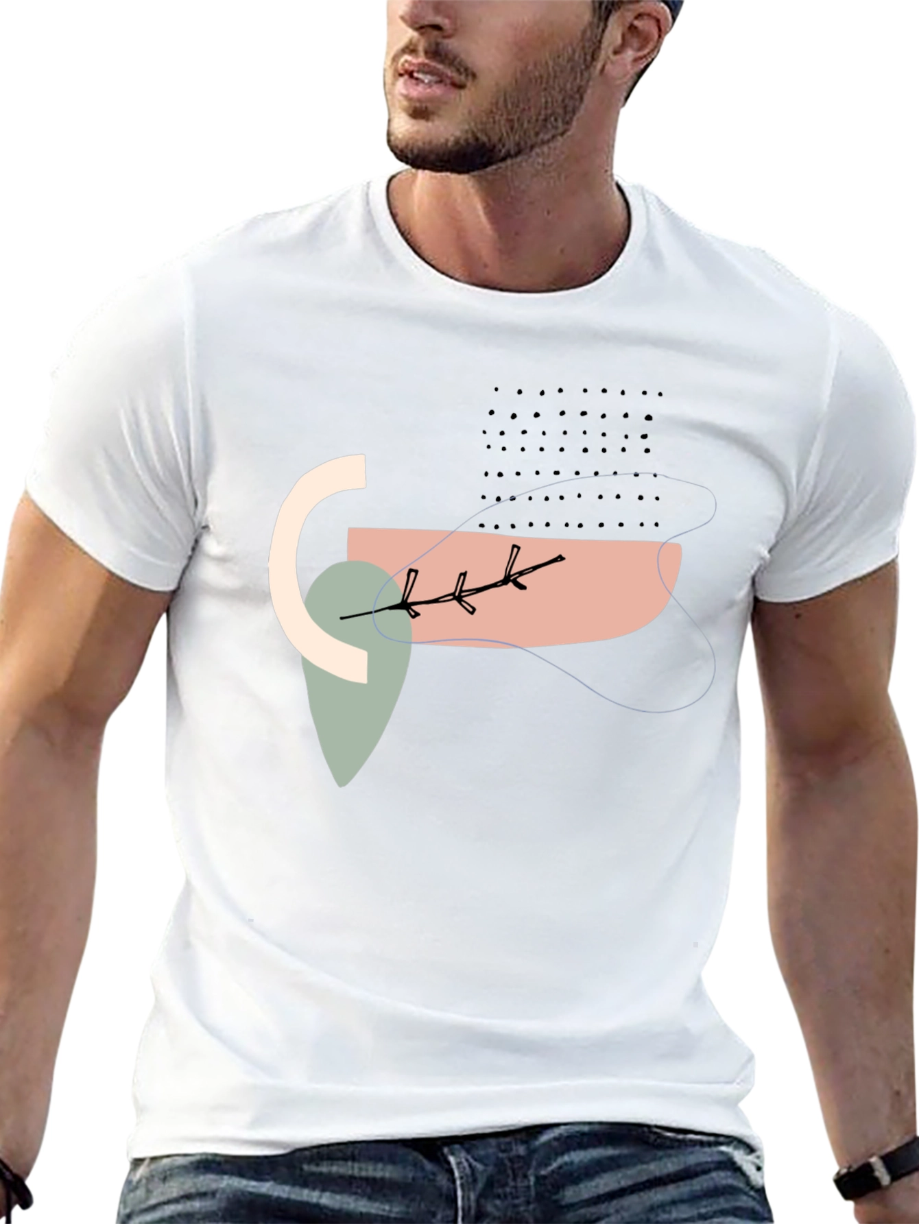 Abstract Graphic Black Crew Neck T-Shirt