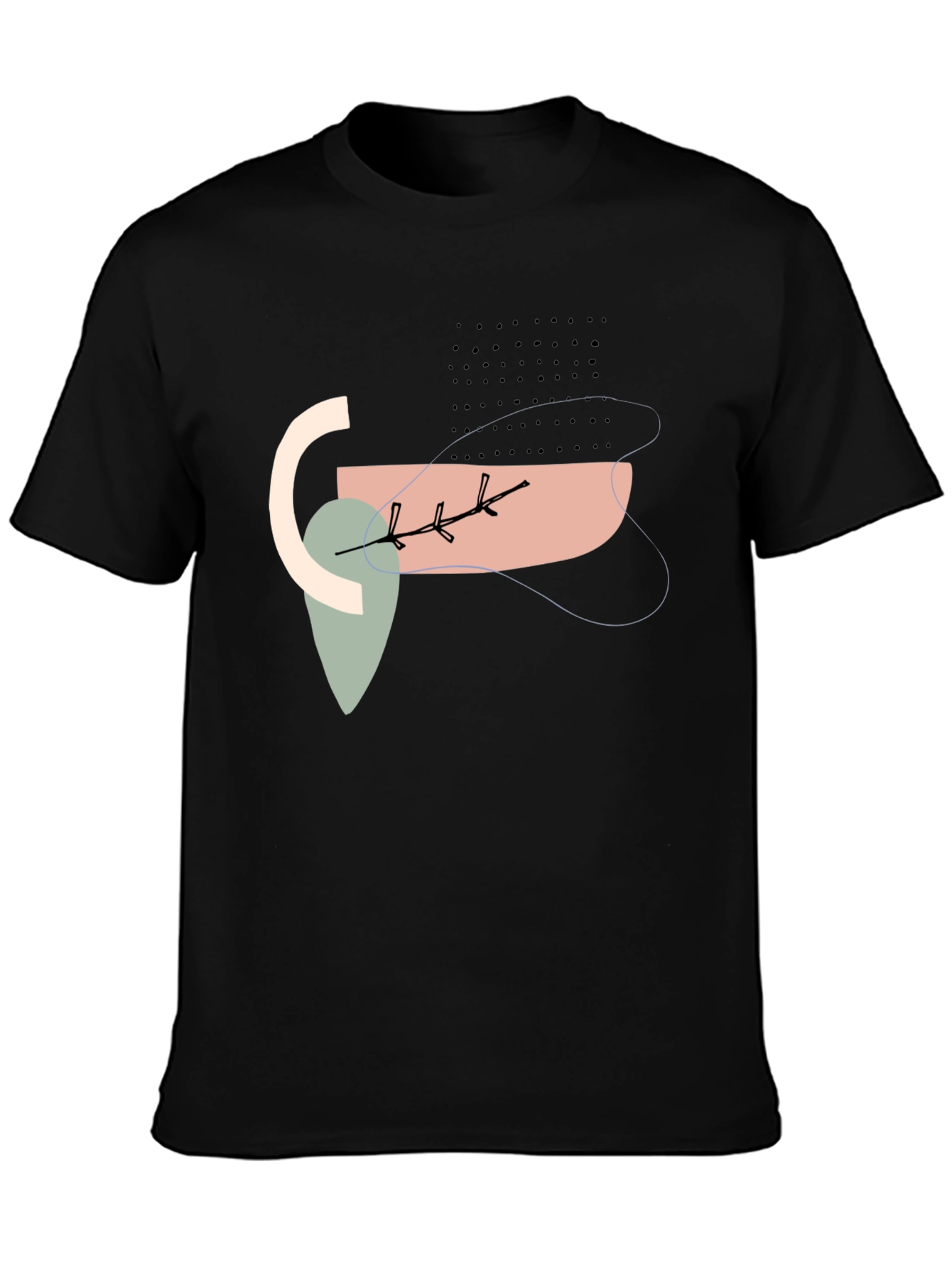 Abstract Graphic Black Crew Neck T-Shirt
