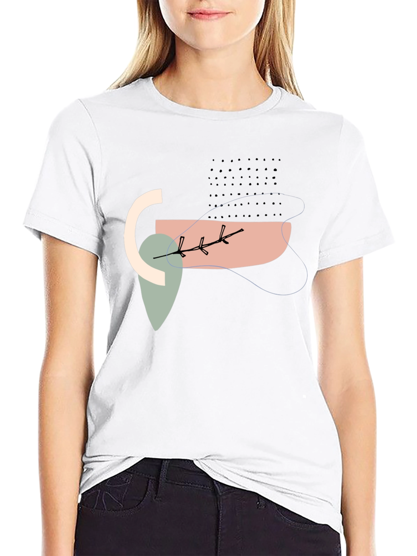 Abstract Graphic Black Crew Neck T-Shirt