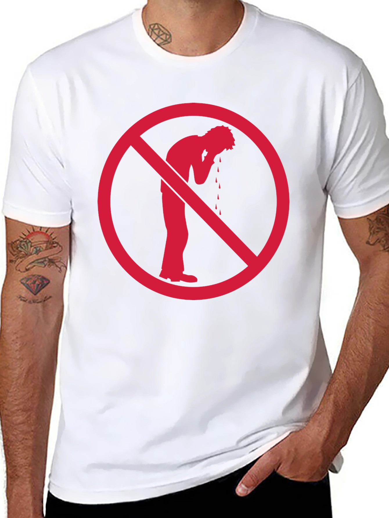 No Vomiting Graphic Tee - Black Cotton Casual T-Shirt