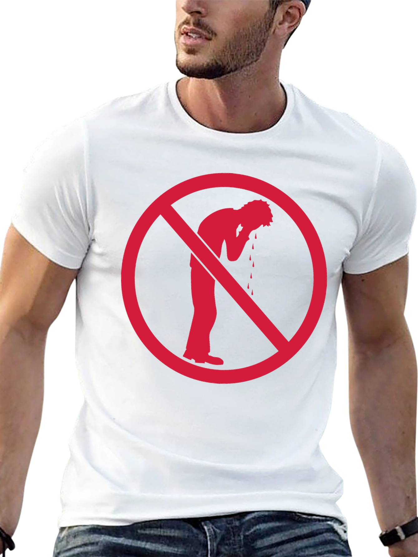 No Vomiting Graphic Tee - Black Cotton Casual T-Shirt