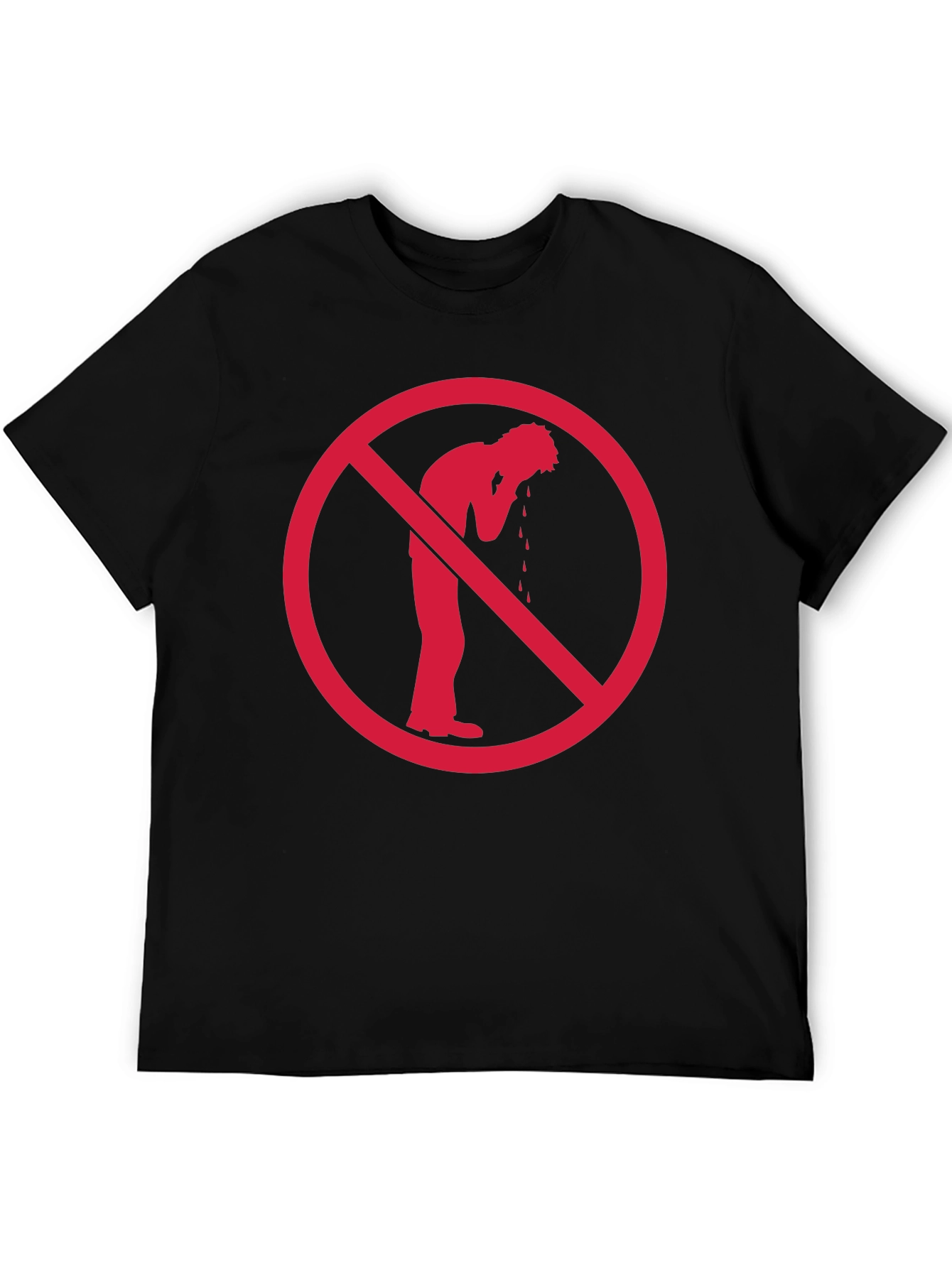 No Vomiting Graphic Tee - Black Cotton Casual T-Shirt