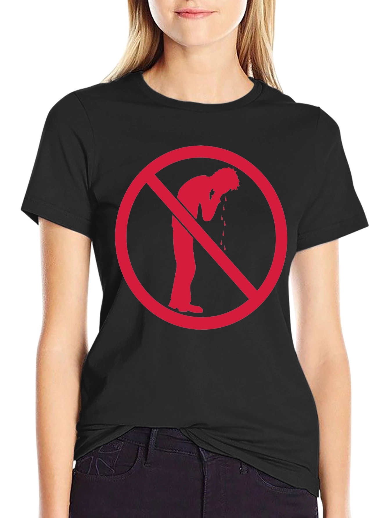 No Vomiting Graphic Tee - Black Cotton Casual T-Shirt