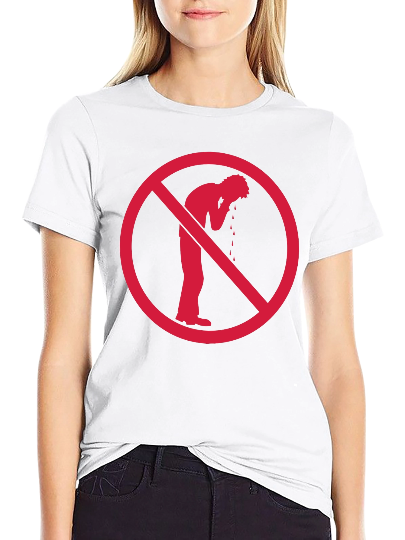 No Vomiting Graphic Tee - Black Cotton Casual T-Shirt