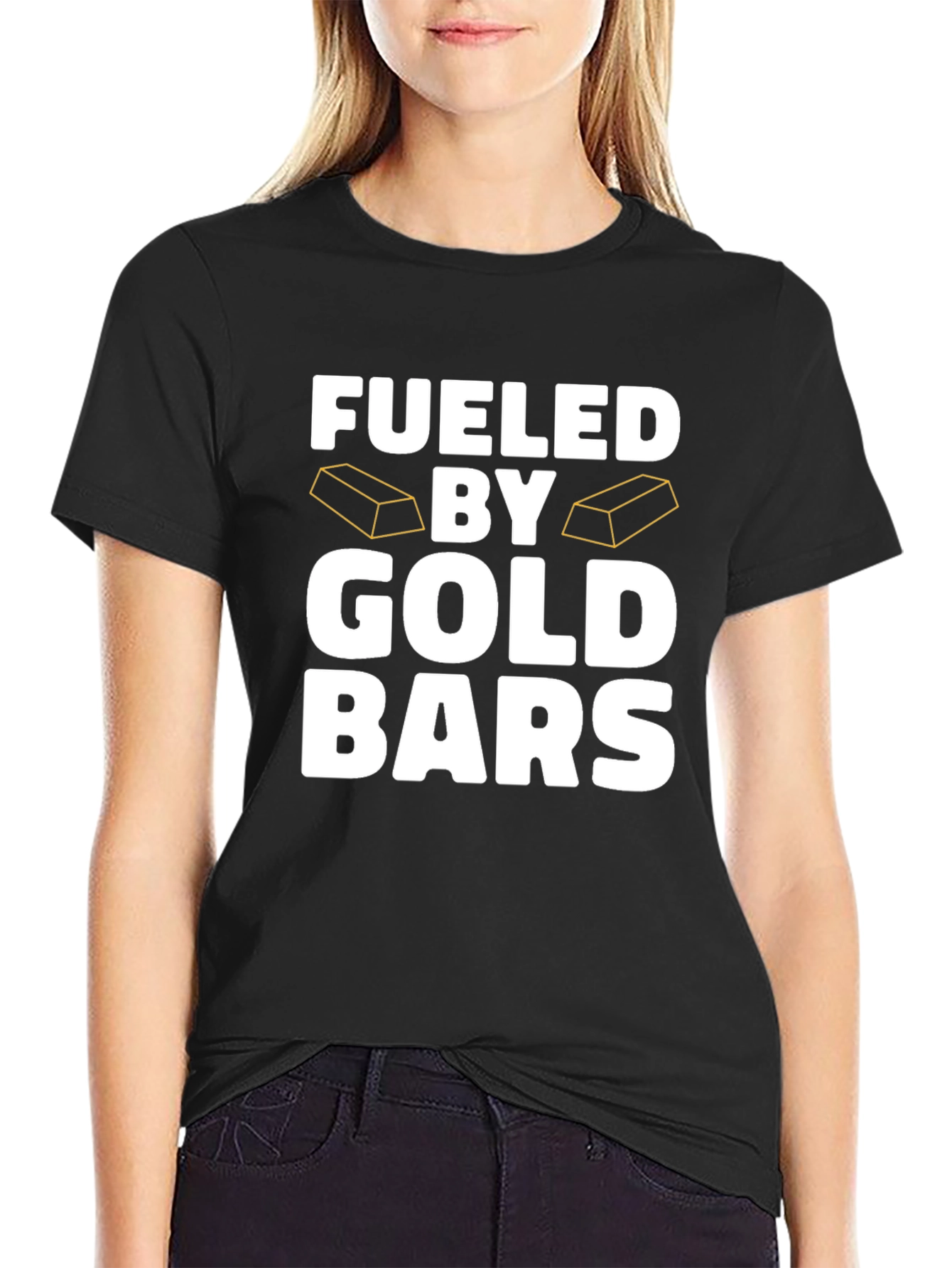 Fueled By Gold Bars Black T-Shirt