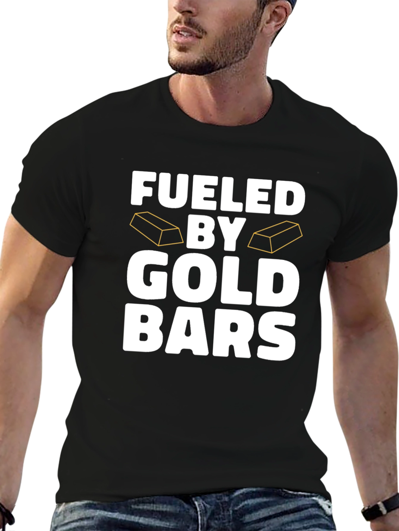 Fueled By Gold Bars Black T-Shirt