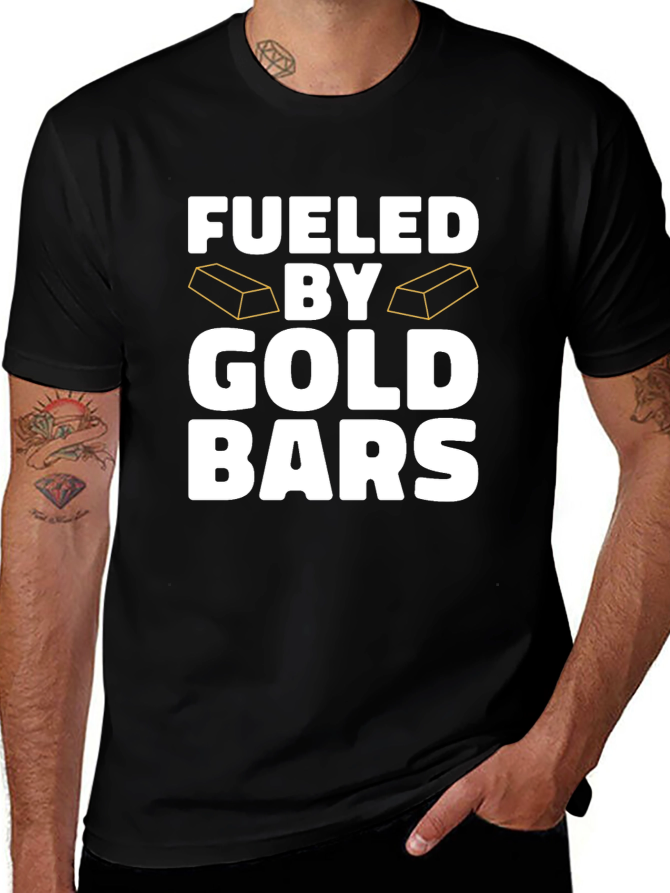 Fueled By Gold Bars Black T-Shirt