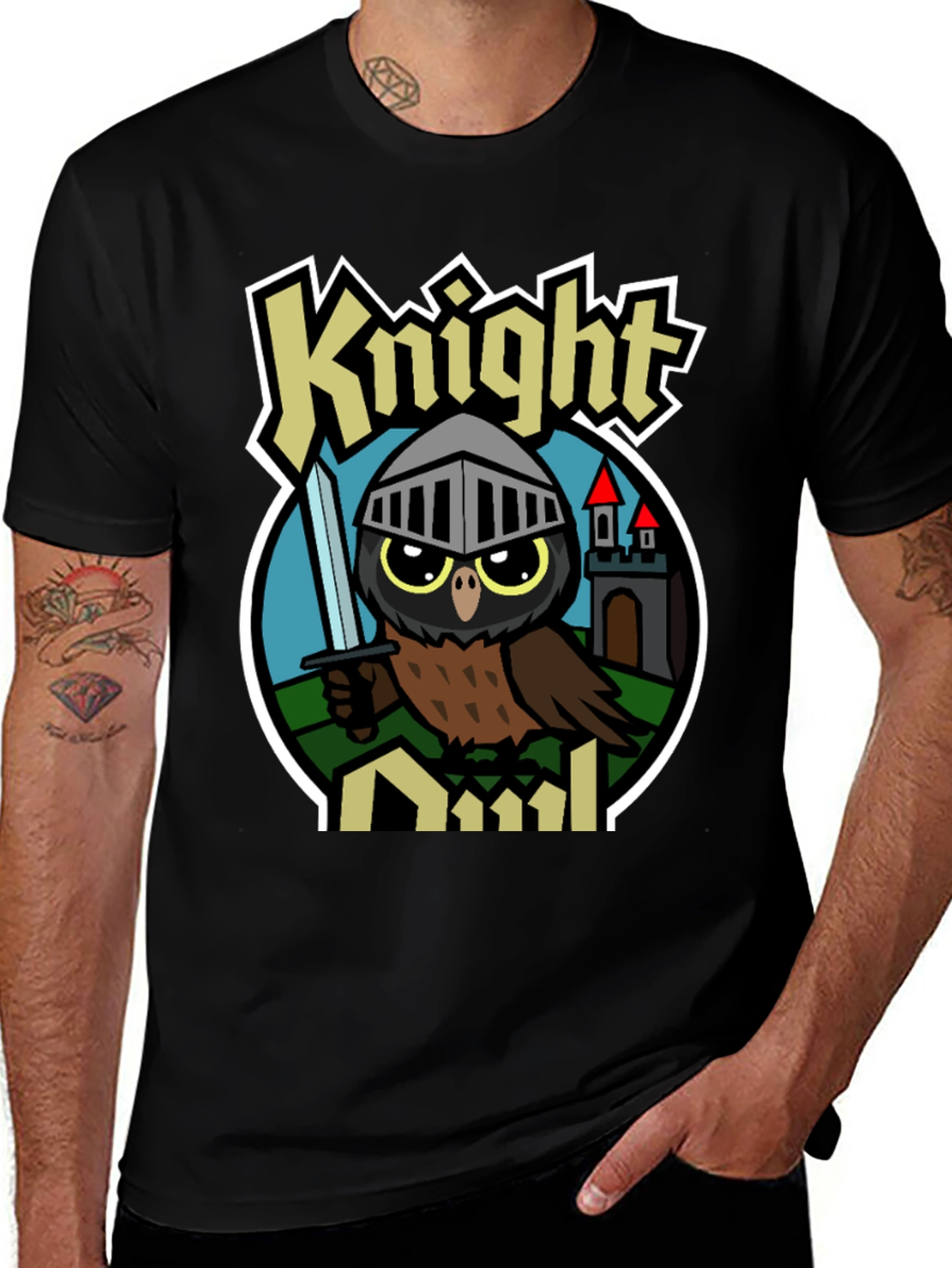 Knight Owl Graphic T-Shirt - Unisex Black Tee