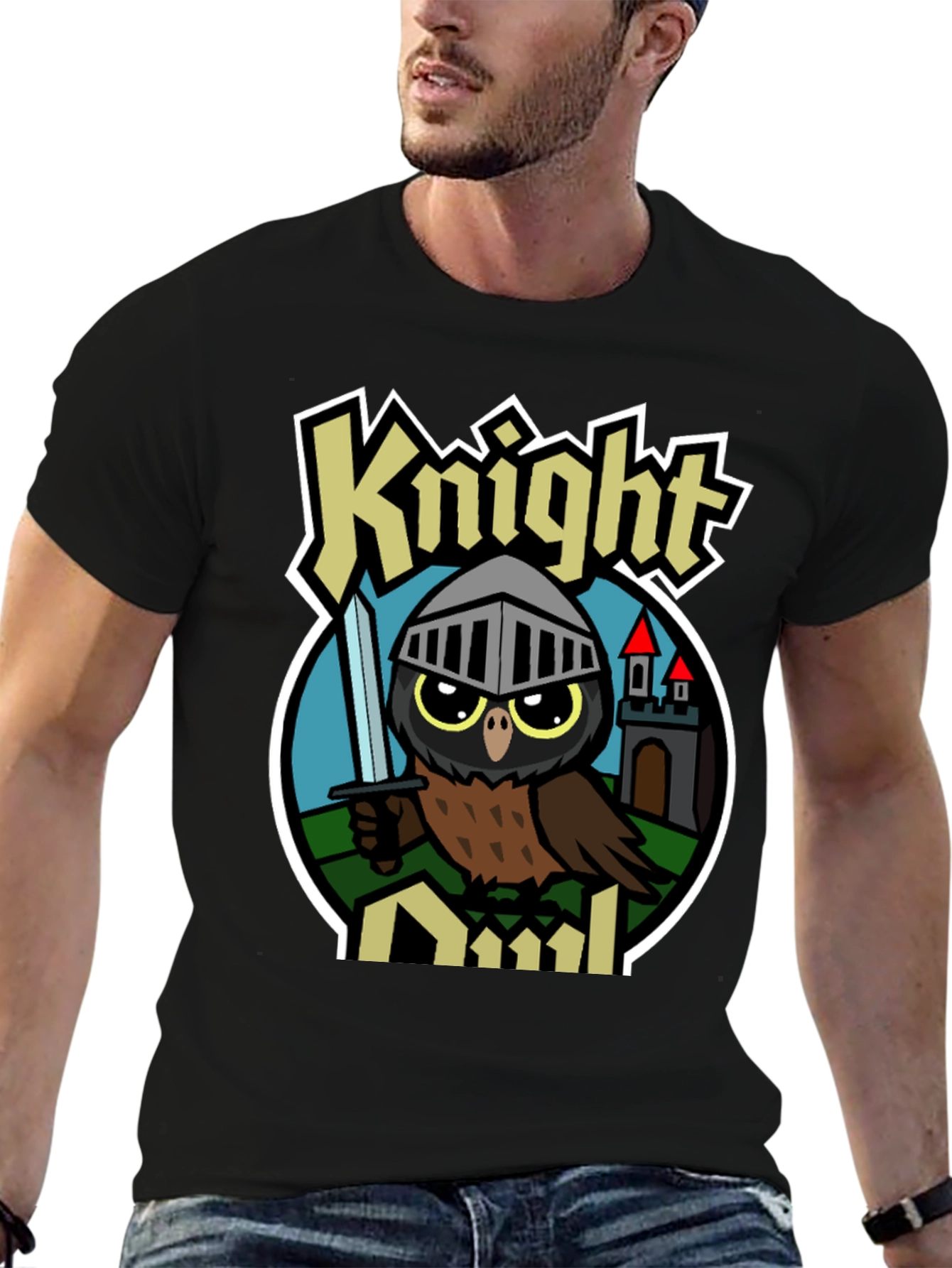 Knight Owl Graphic T-Shirt - Unisex Black Tee