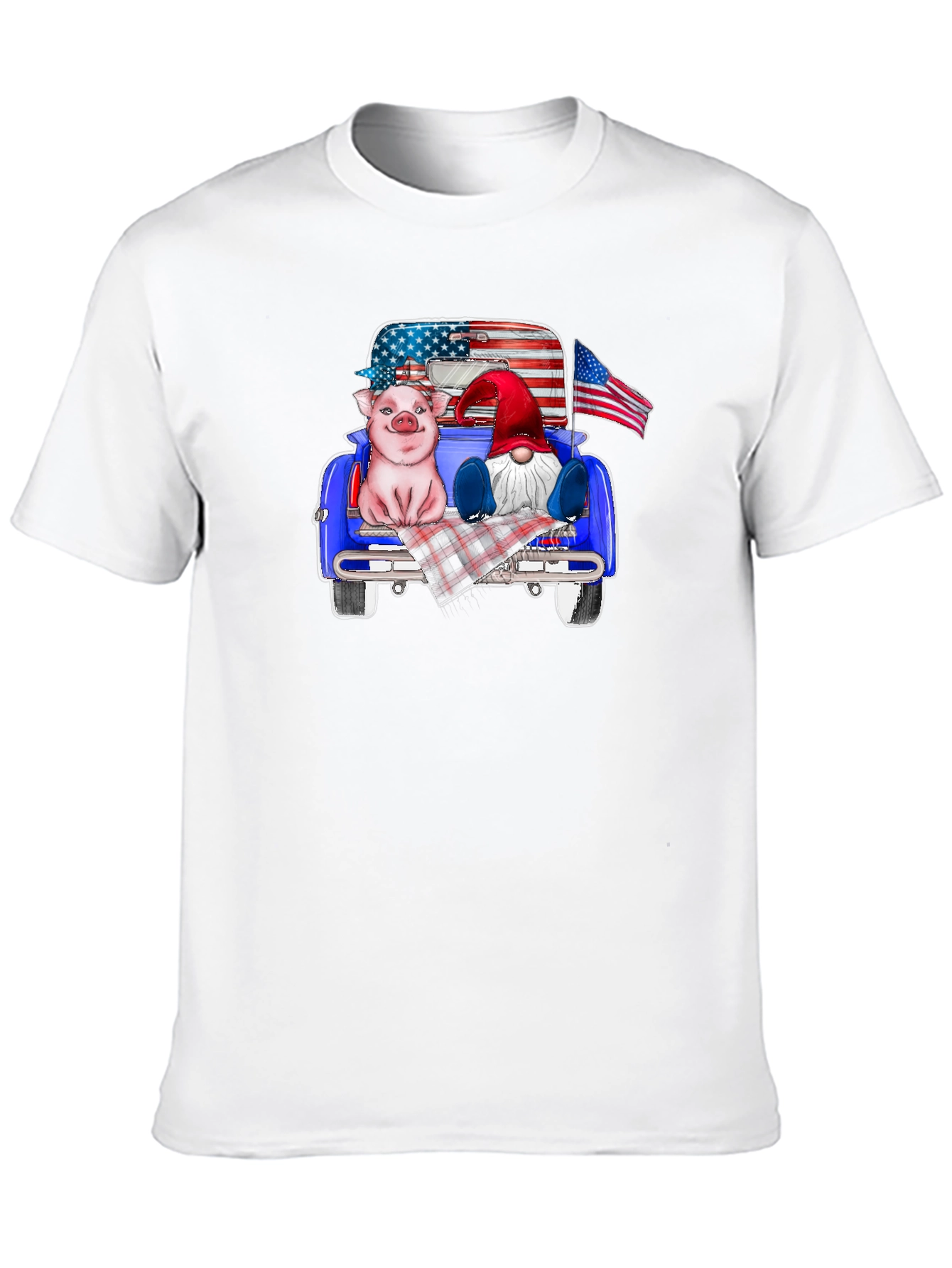 Patriotic Pig & Gnome Truck Ride T-Shirt