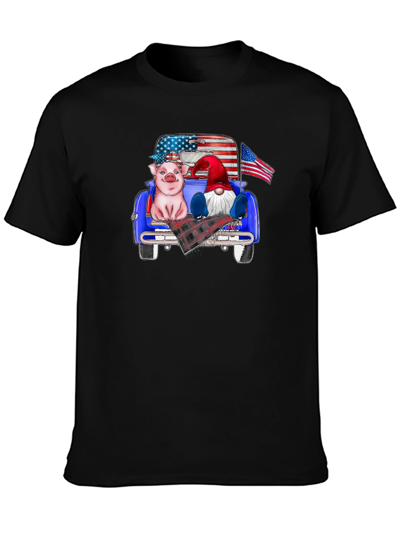 Patriotic Pig & Gnome Truck Ride T-Shirt