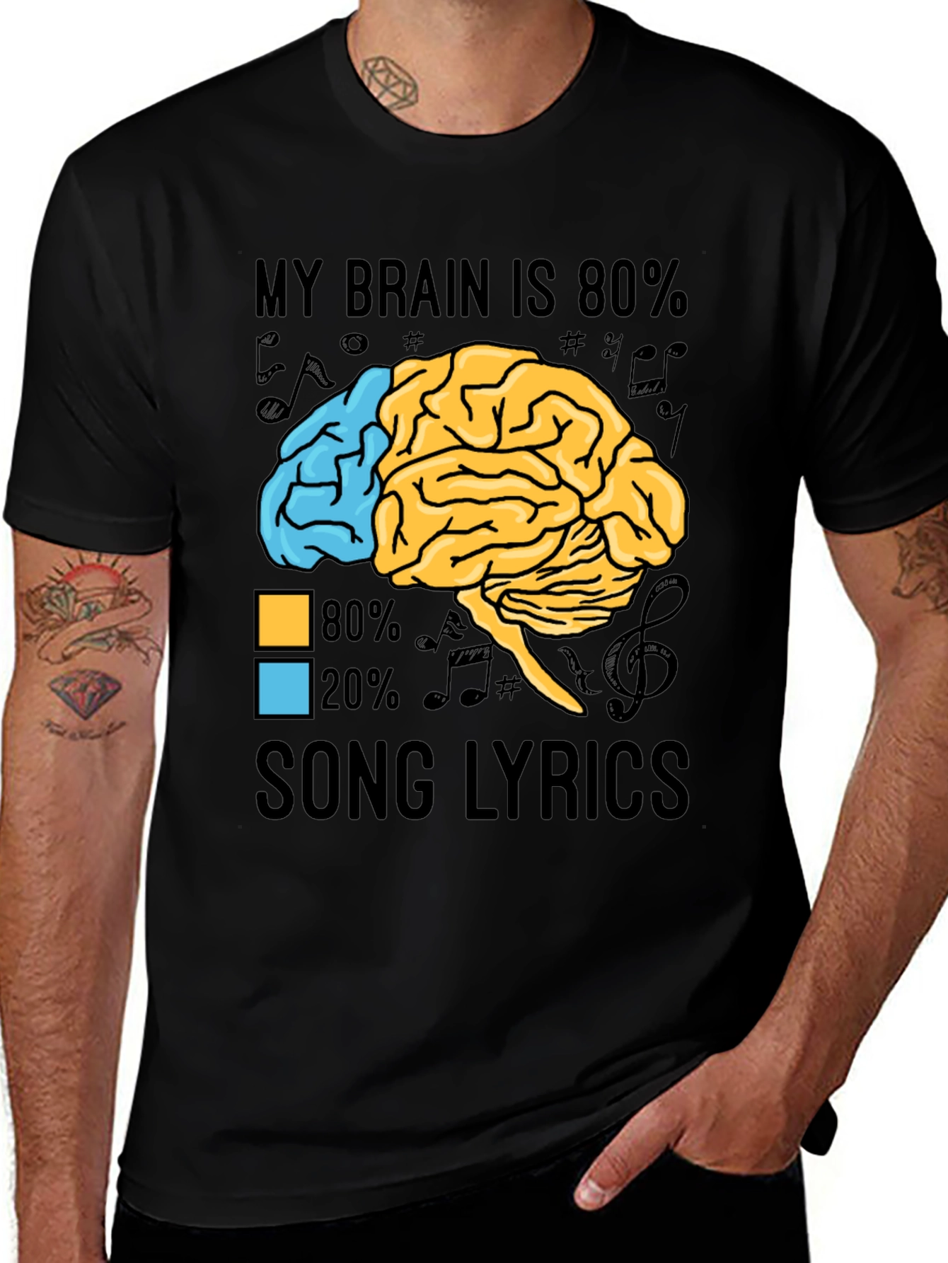 My Brain is 80% Song Lyrics Graphic T-Shirt