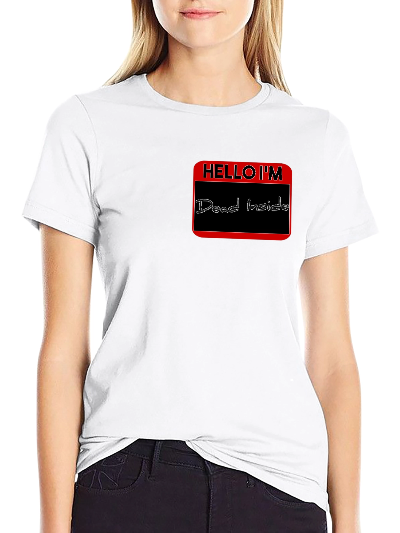 Hello Im Dead Inside Funny Graphic T-Shirt - Black