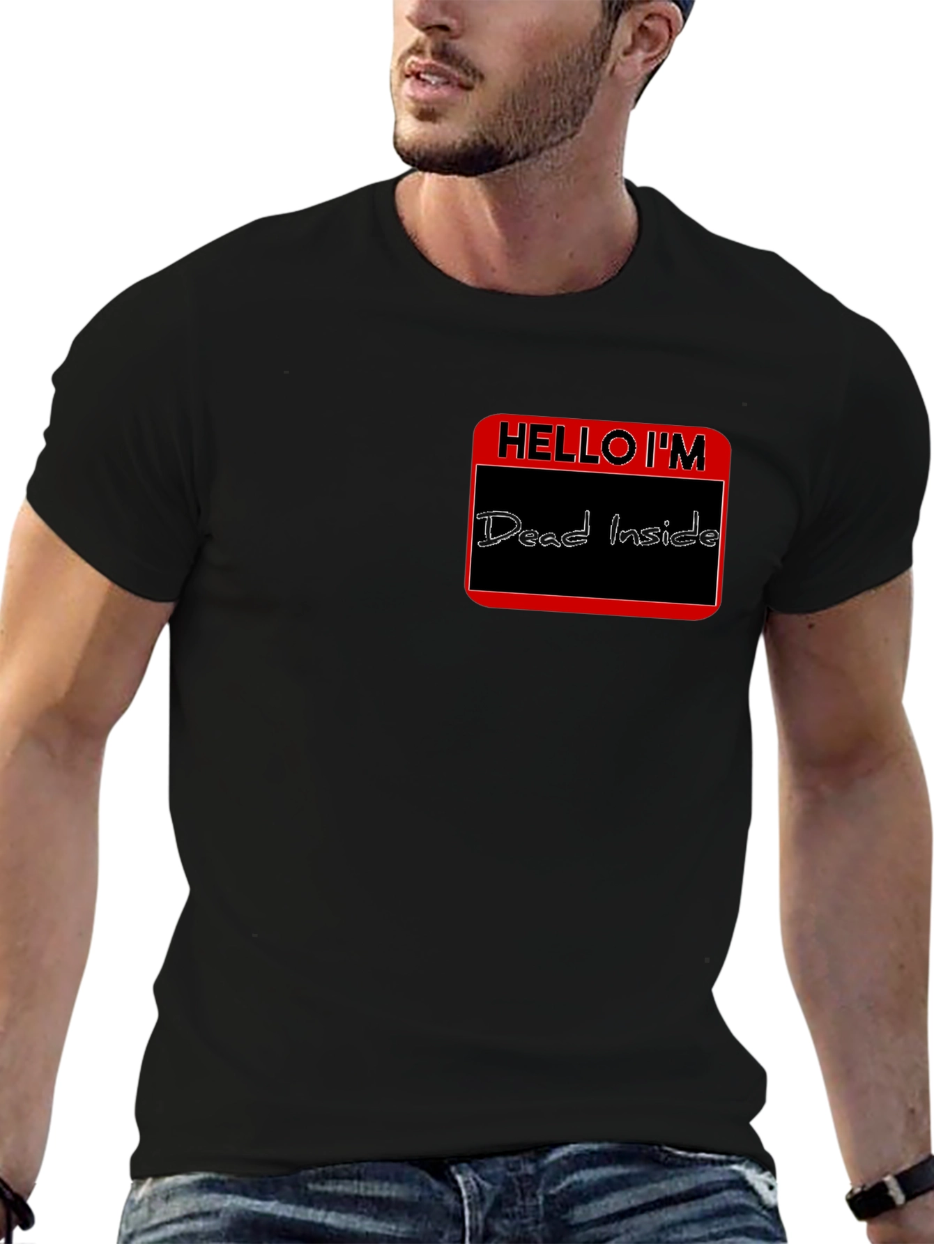Hello Im Dead Inside Funny Graphic T-Shirt - Black