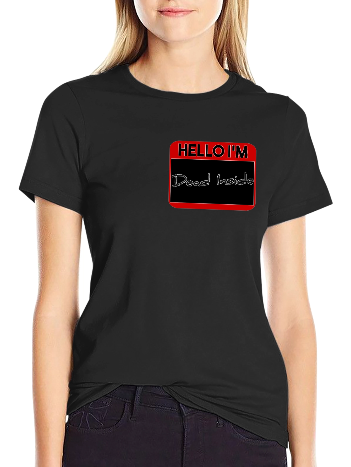 Hello Im Dead Inside Funny Graphic T-Shirt - Black