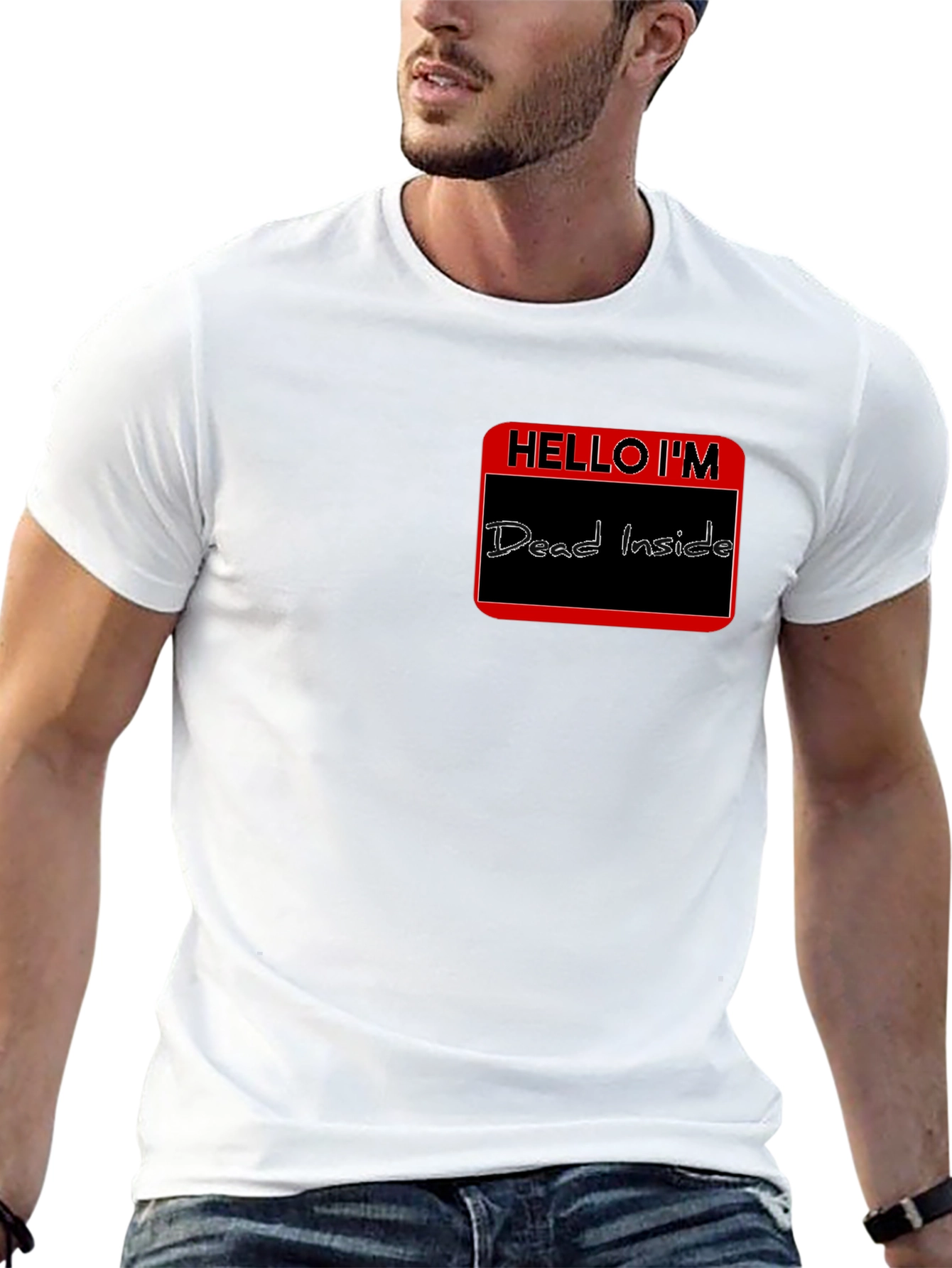 Hello Im Dead Inside Funny Graphic T-Shirt - Black