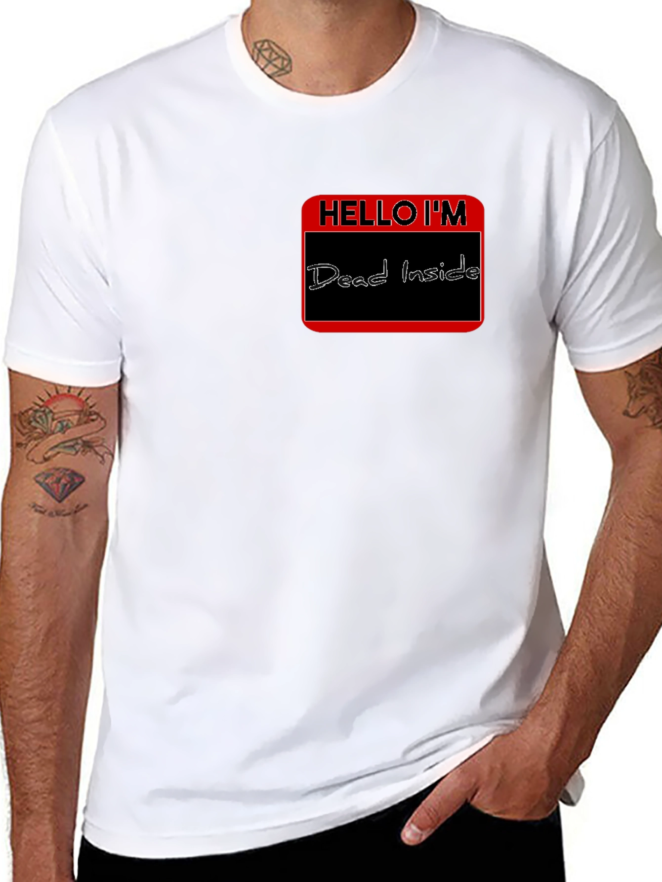 Hello Im Dead Inside Funny Graphic T-Shirt - Black