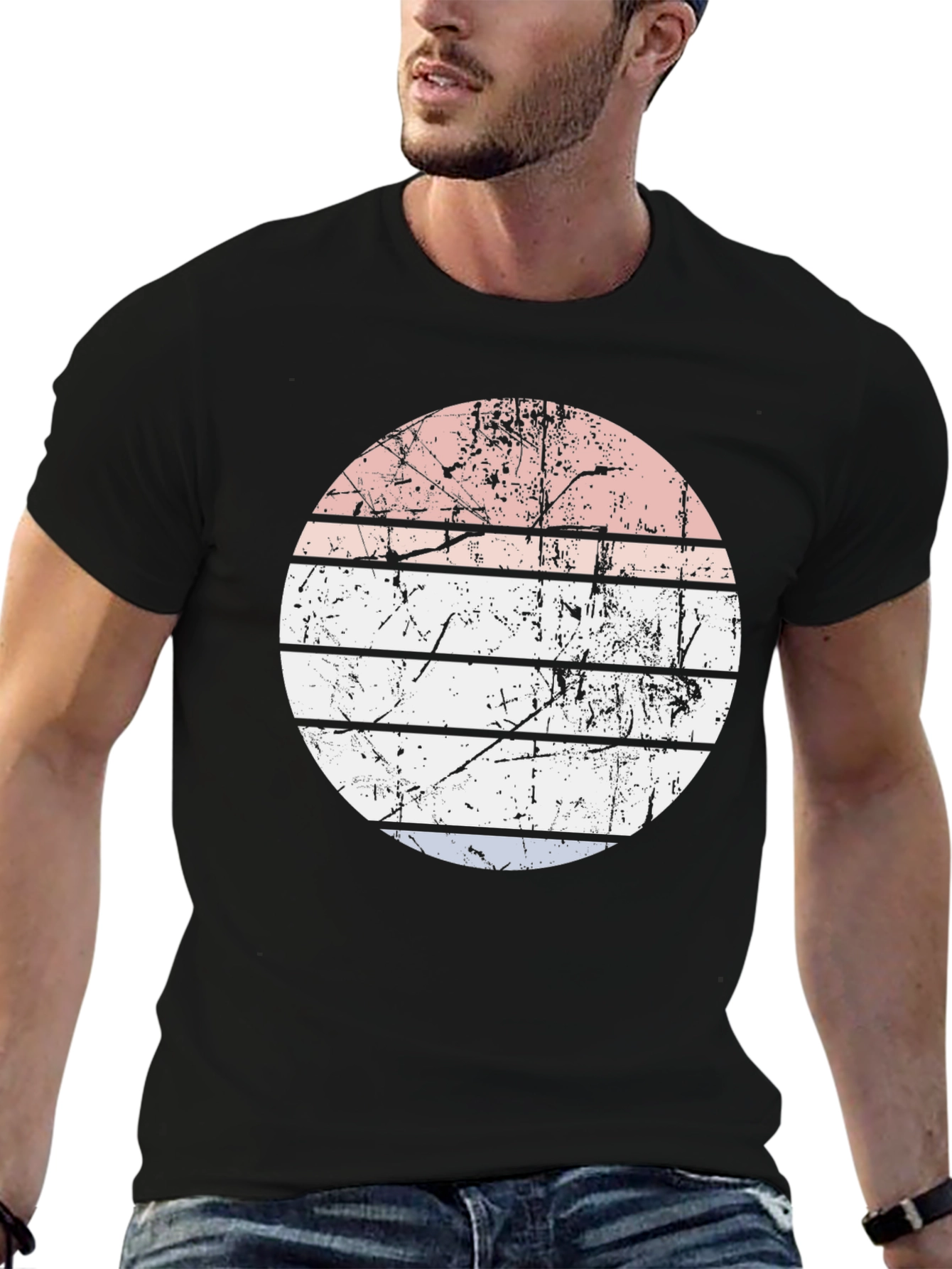 Retro Sunset Graphic Tee - Mens Black T-Shirt