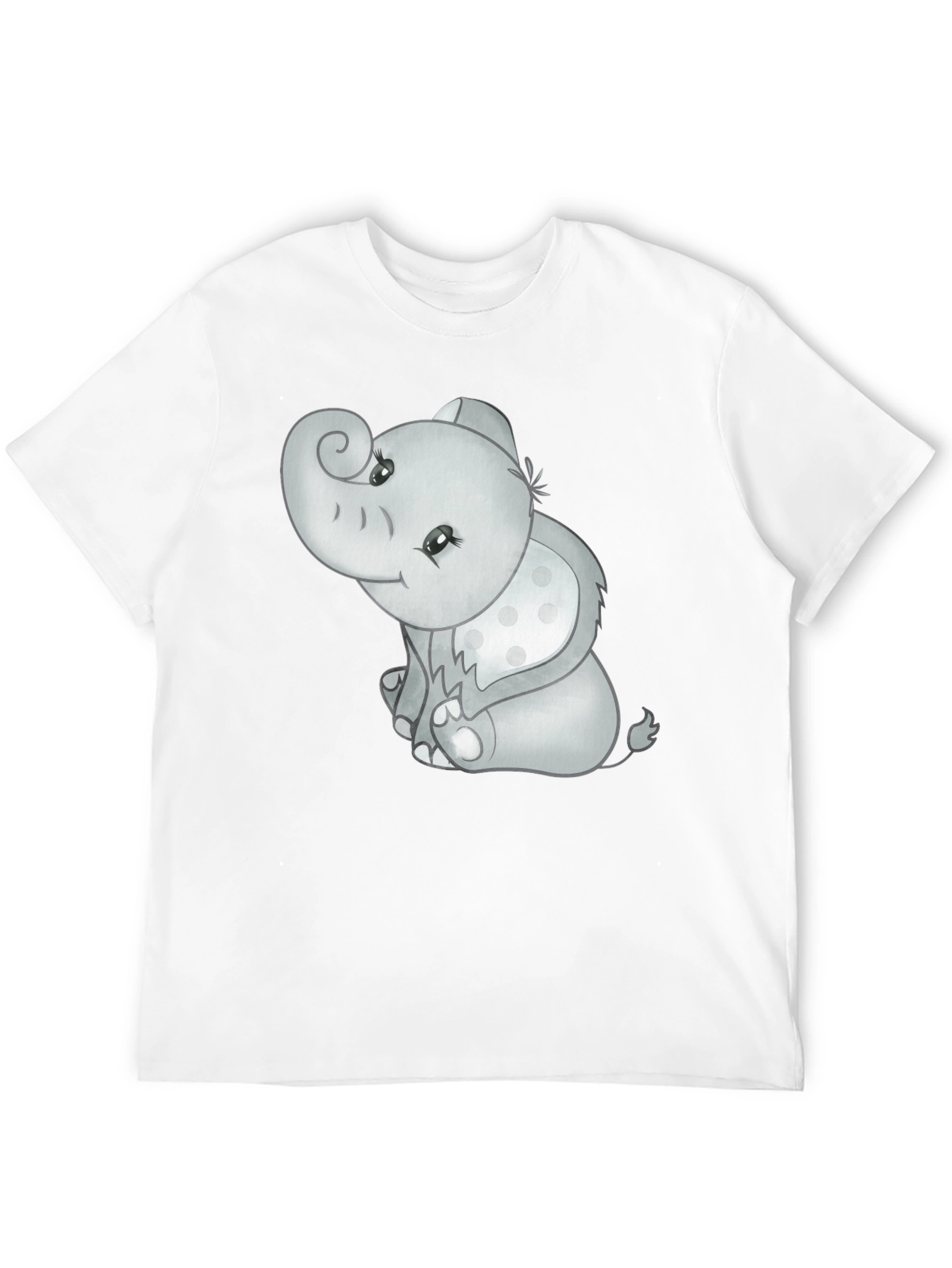 Cute Elephant Graphic Tee - Black Cotton Comfort