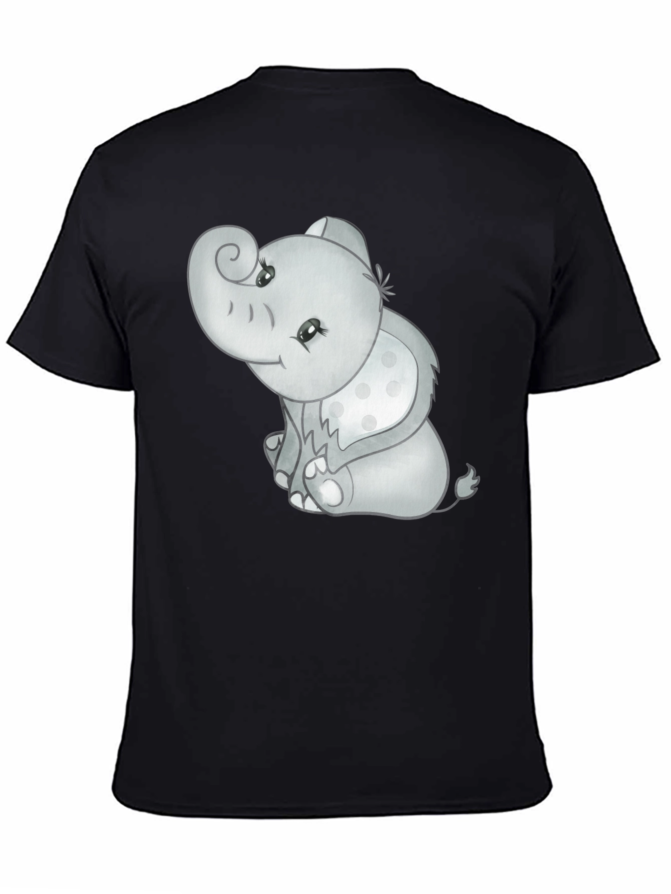 Cute Elephant Graphic Tee - Black Cotton Comfort