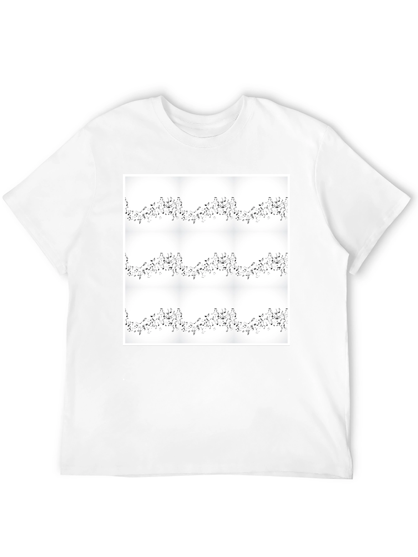 Musical Notes Pattern Black Tee
