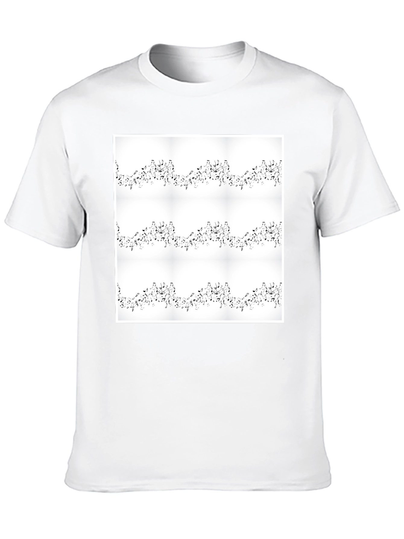 Musical Notes Pattern Black Tee