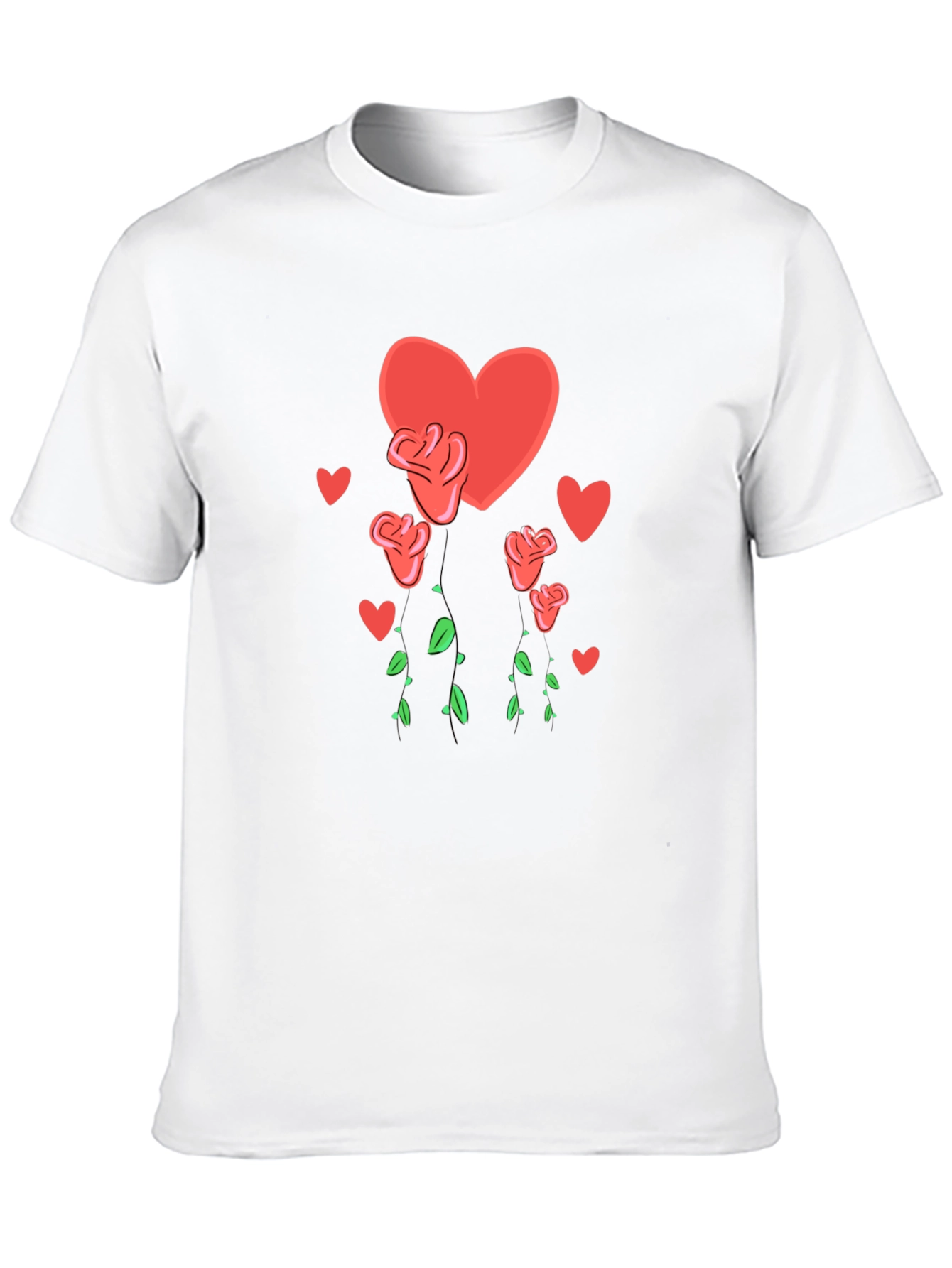 Heart and Roses Graphic Black T-Shirt