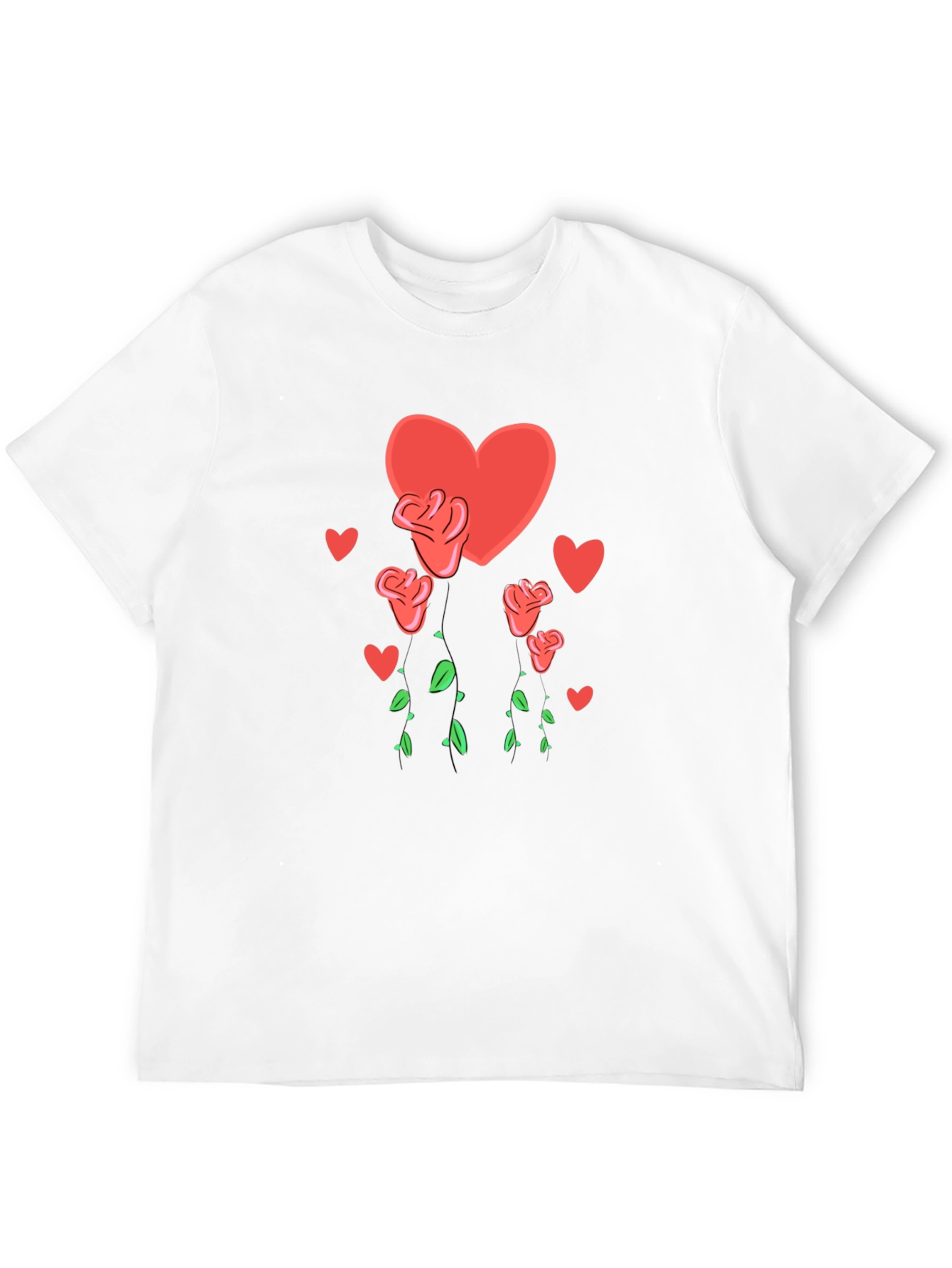 Heart and Roses Graphic Black T-Shirt