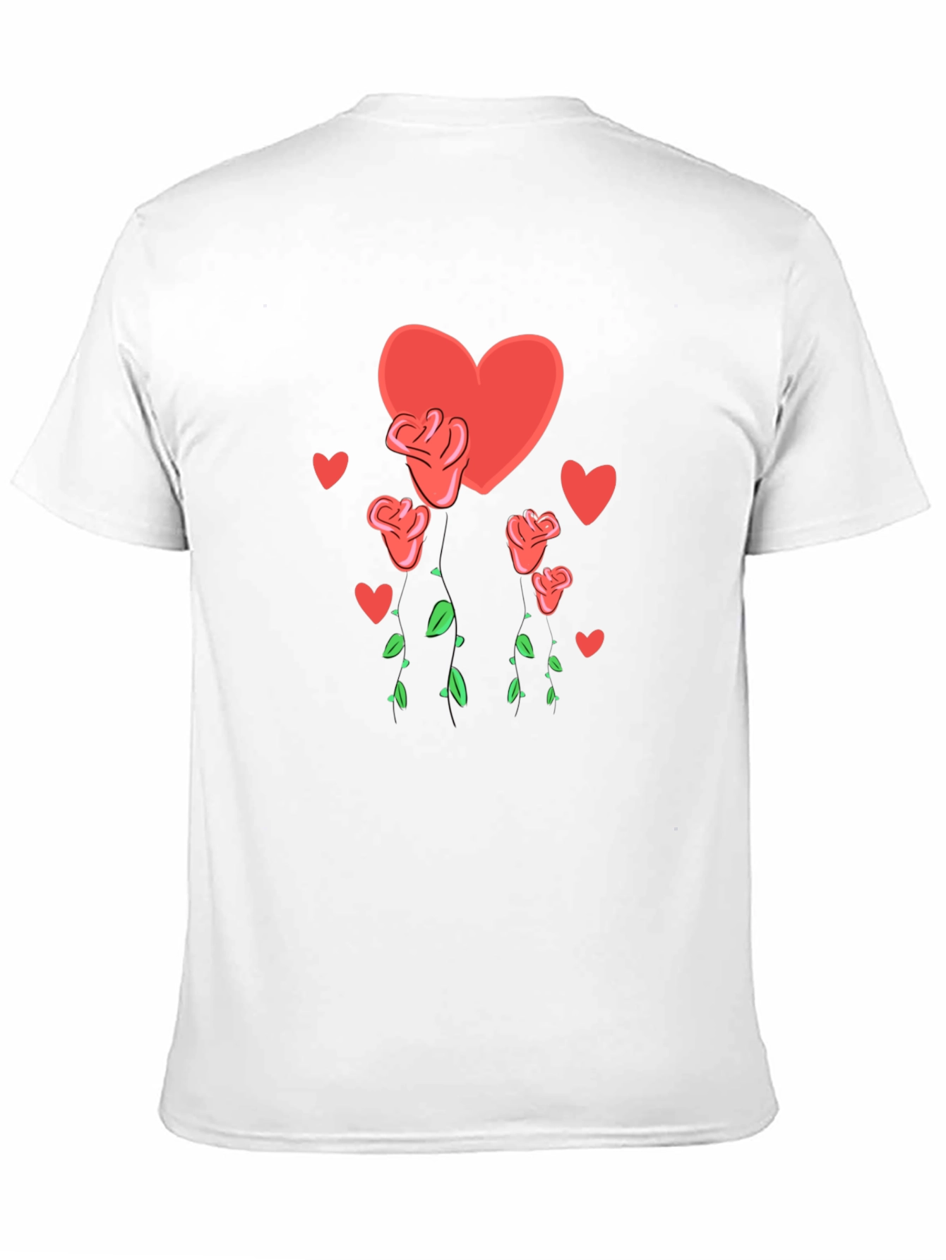 Heart and Roses Graphic Black T-Shirt