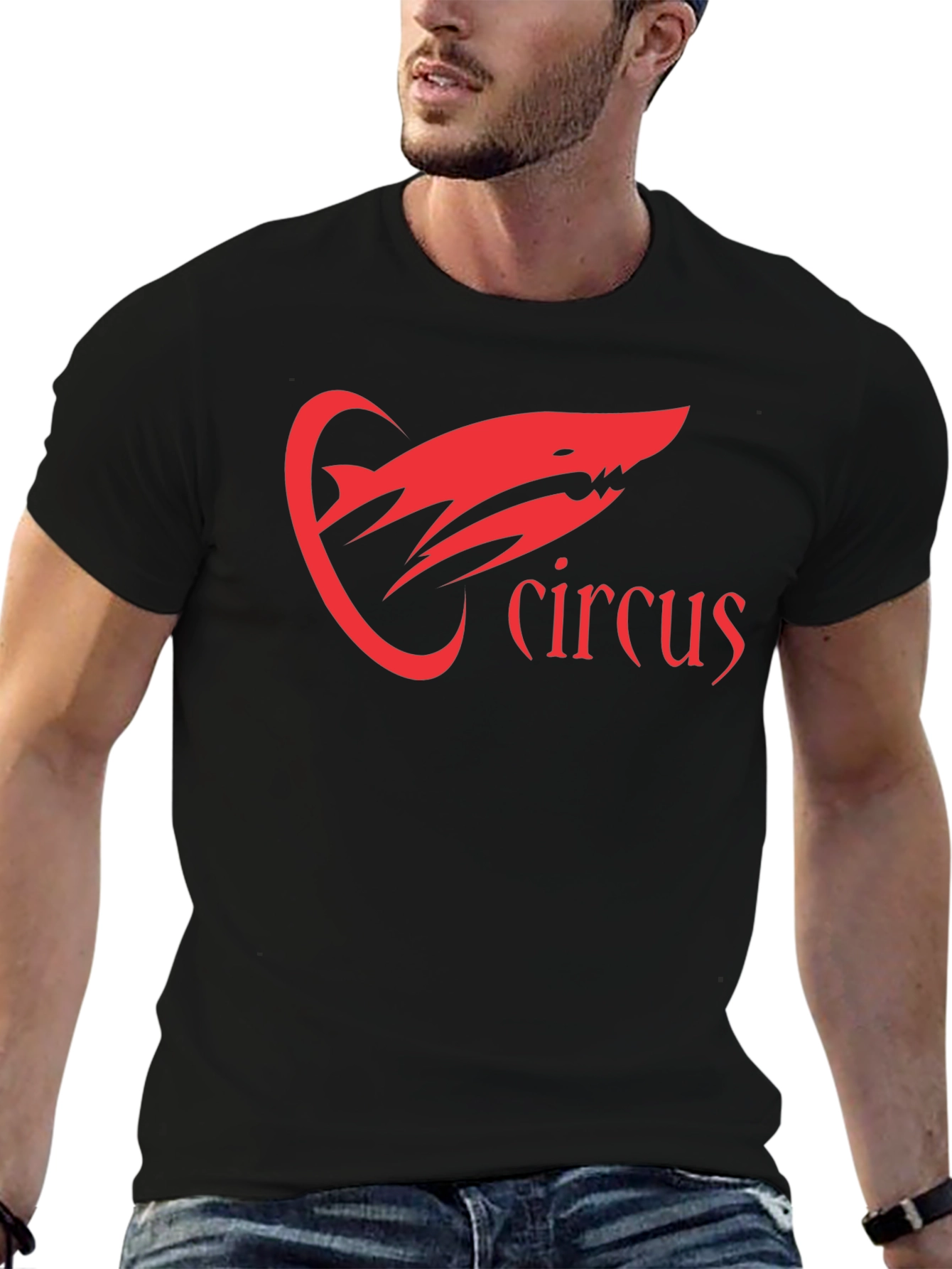Circus Shark Graphic Tee - Black Cotton T-Shirt