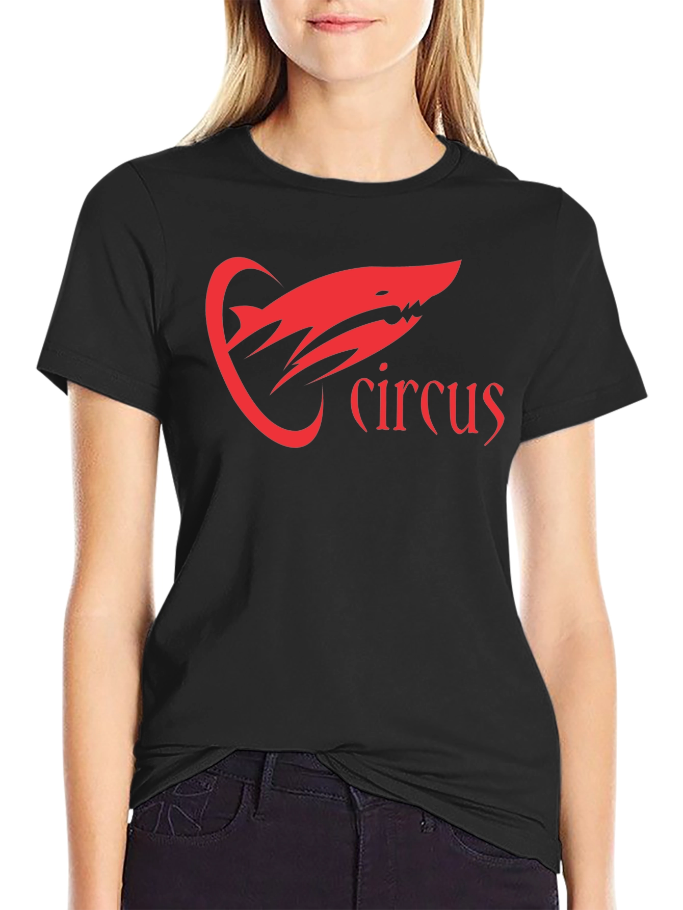 Circus Shark Graphic Tee - Black Cotton T-Shirt