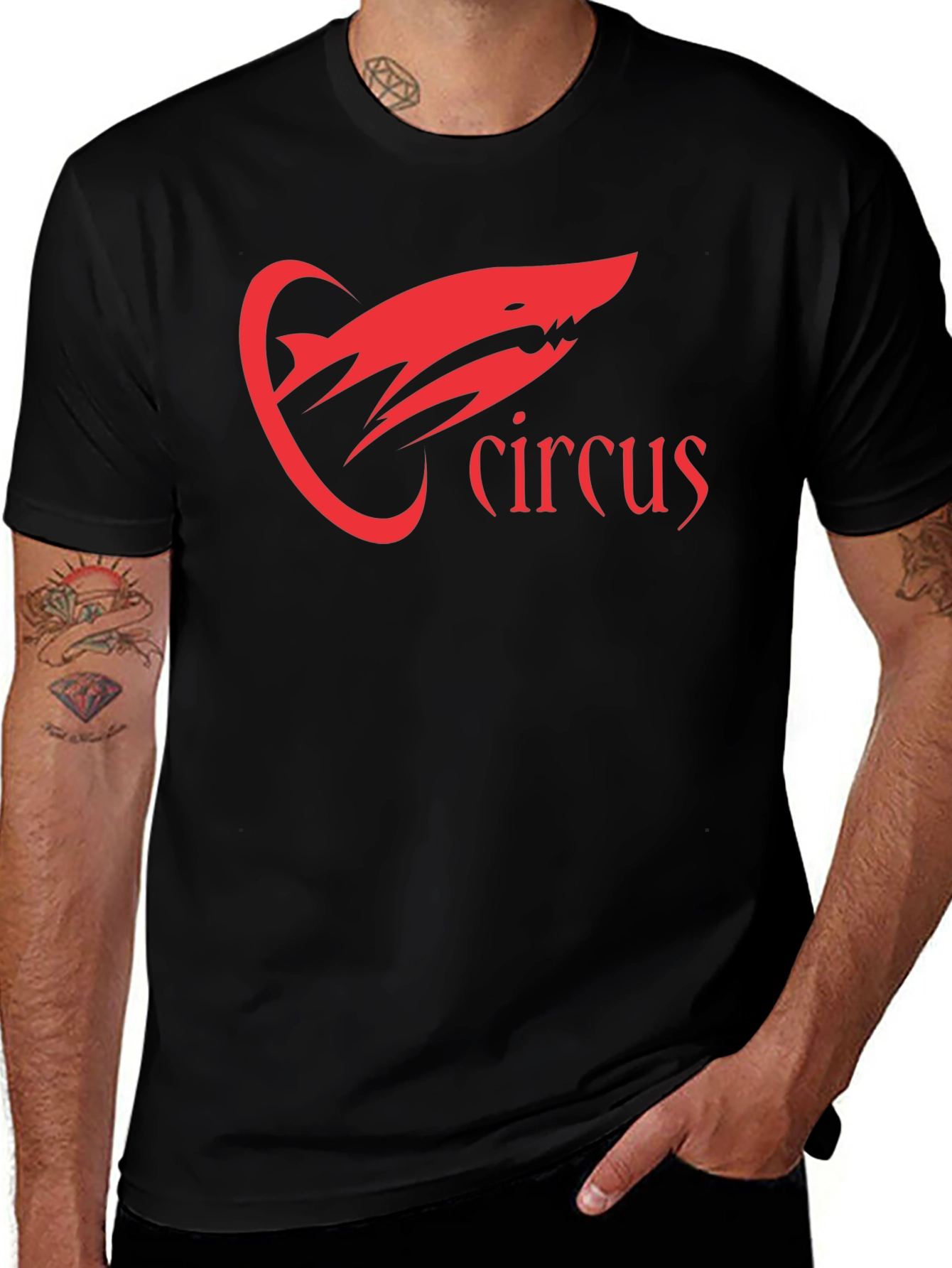 Circus Shark Graphic Tee - Black Cotton T-Shirt