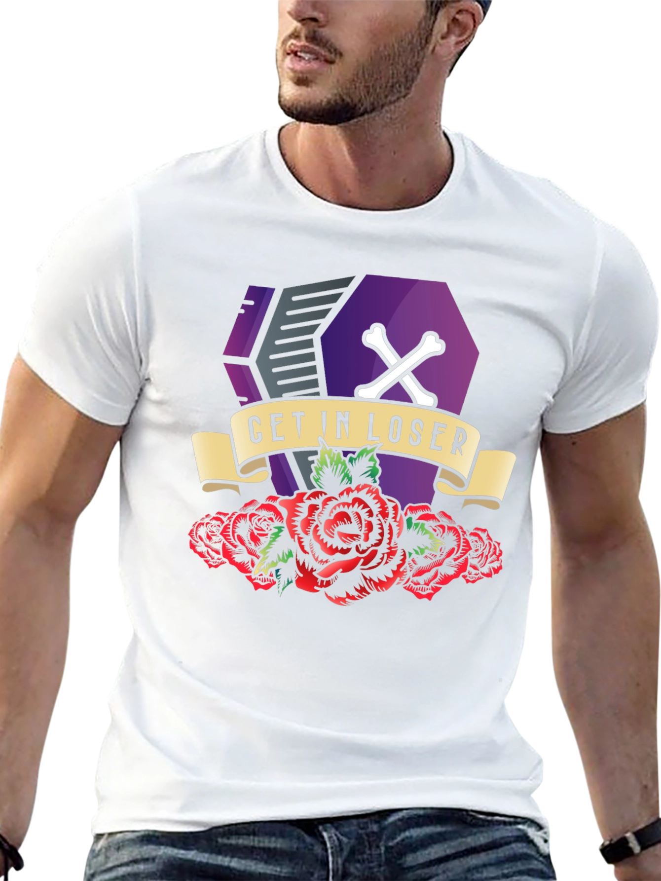 Get In Loser Coffin Roses T-Shirt