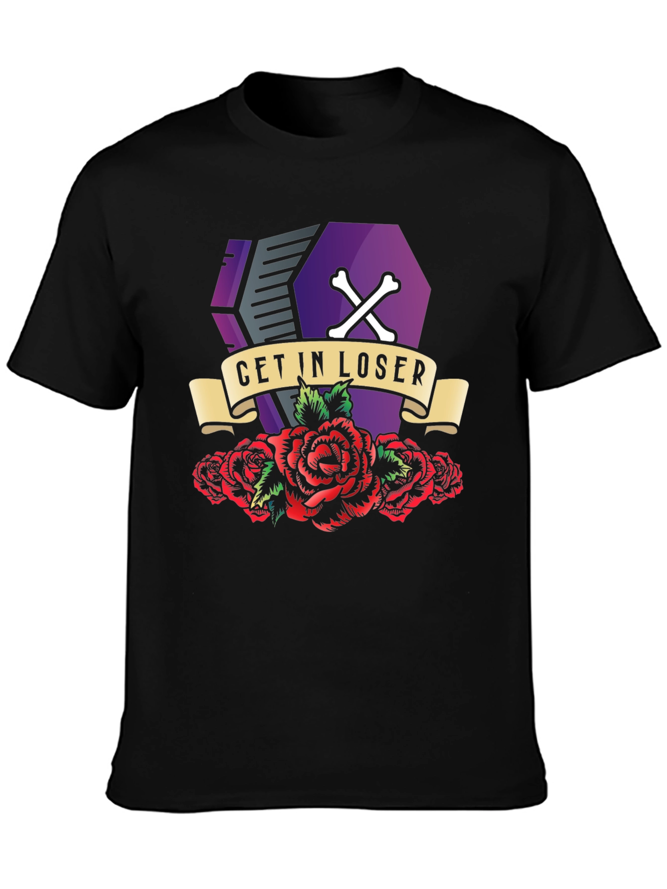 Get In Loser Coffin Roses T-Shirt