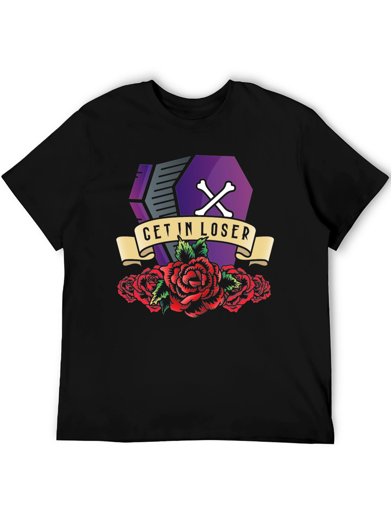 Get In Loser Coffin Roses T-Shirt