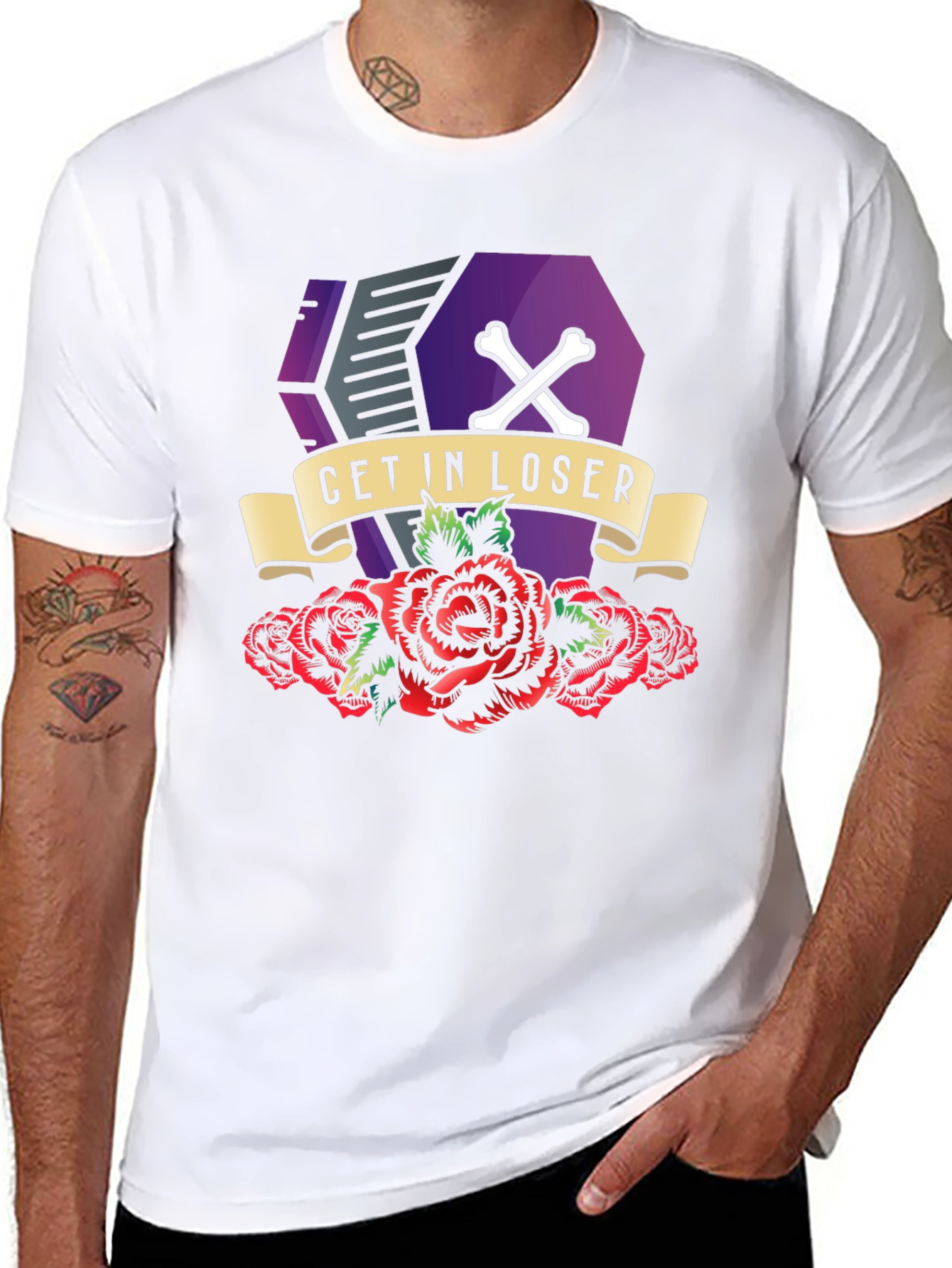 Get In Loser Coffin Roses T-Shirt