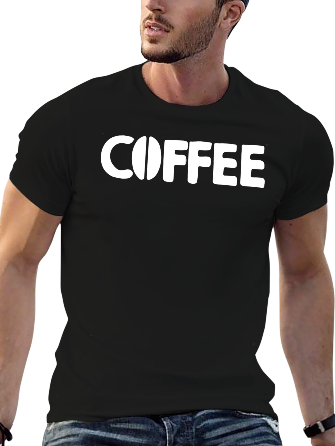 Coffee Graphic T-Shirt - Black Cotton Blend