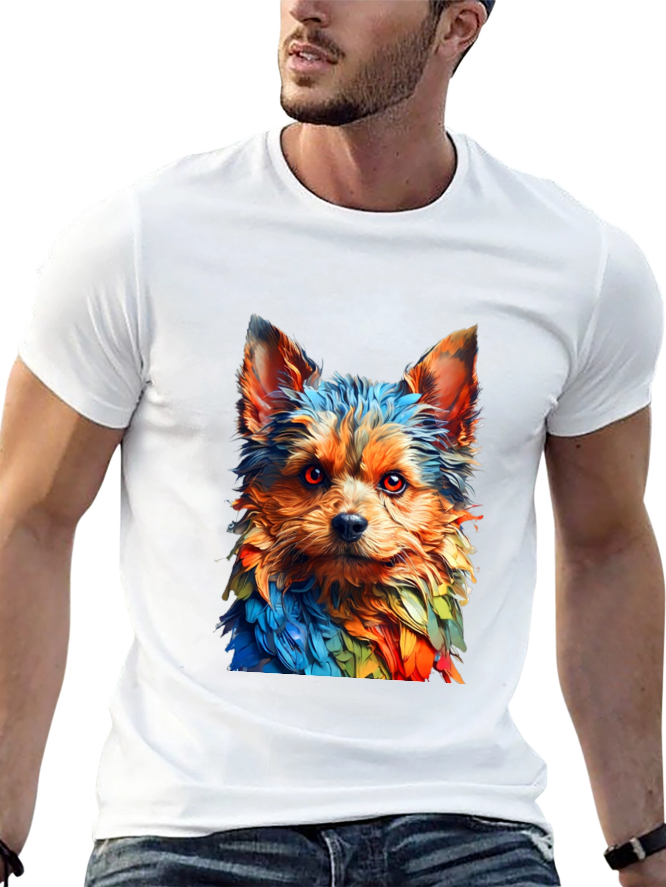 Rainbow Yorkie Dog Graphic Tee