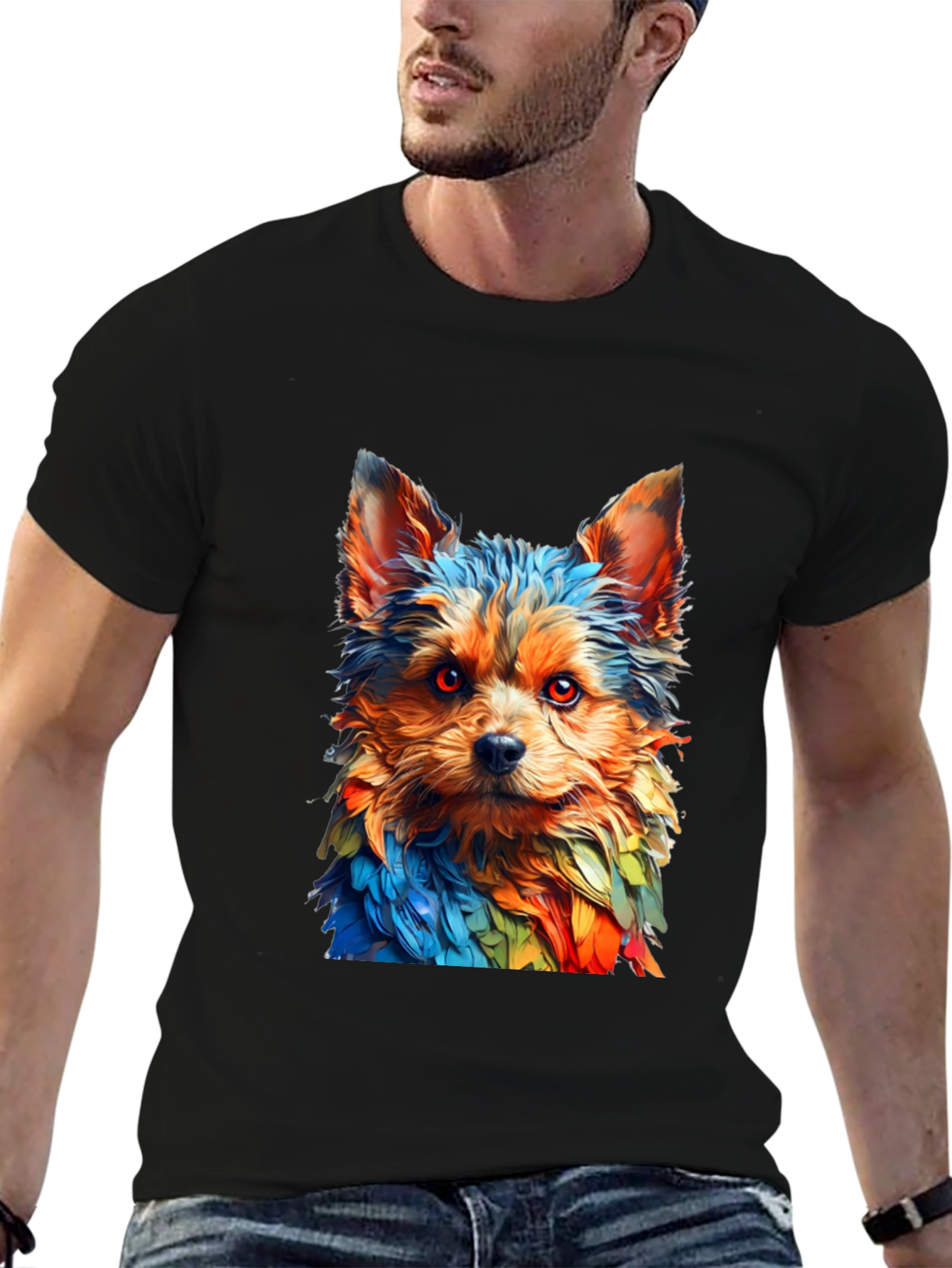Rainbow Yorkie Dog Graphic Tee