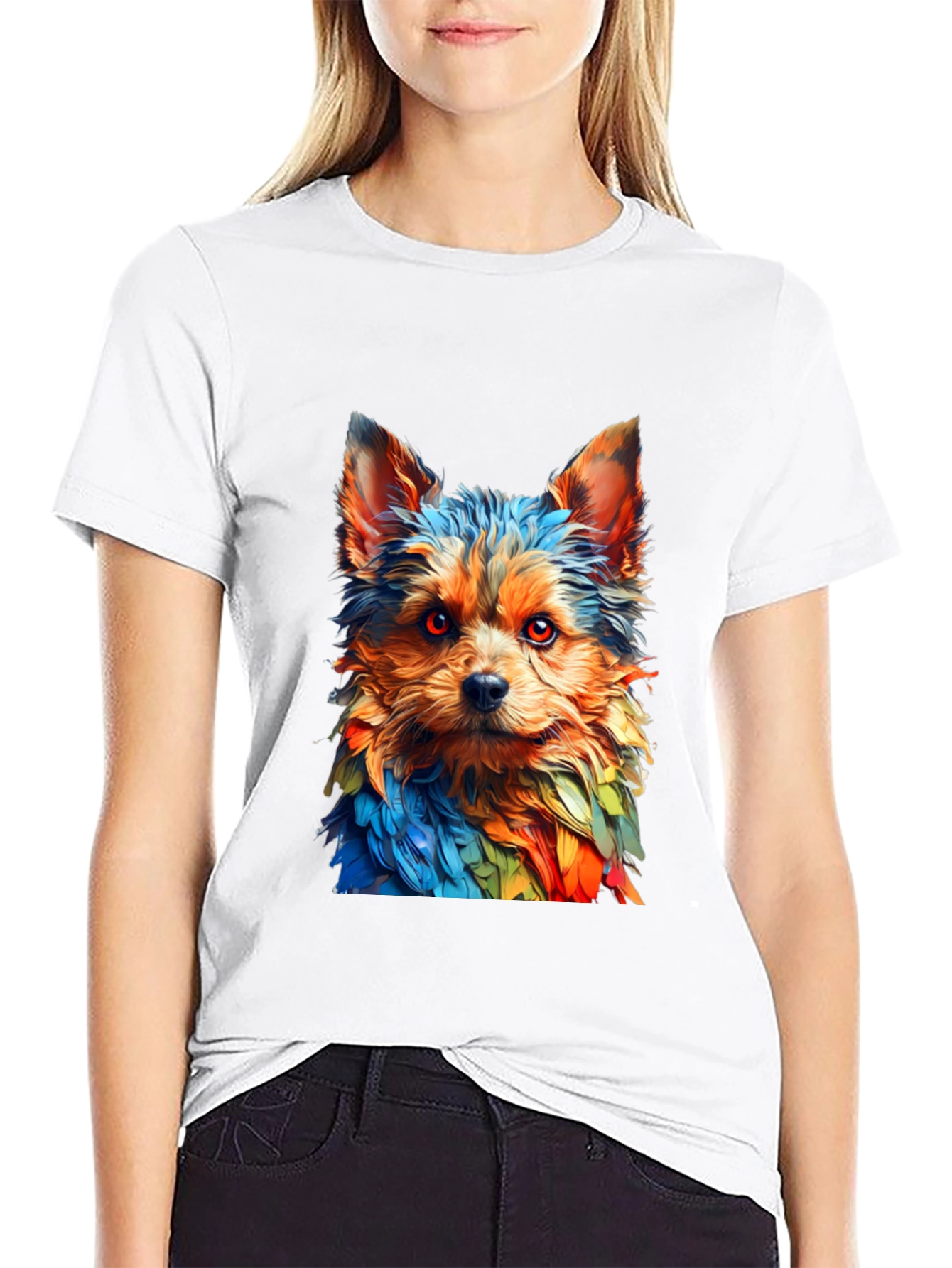 Rainbow Yorkie Dog Graphic Tee