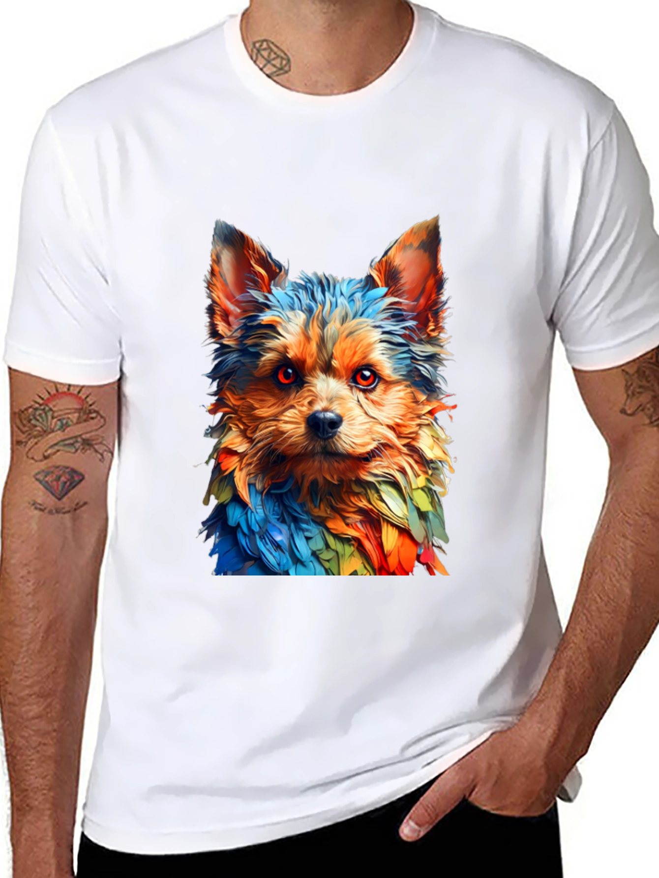 Rainbow Yorkie Dog Graphic Tee