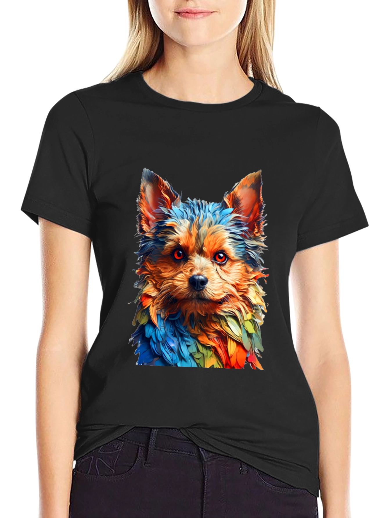 Rainbow Yorkie Dog Graphic Tee