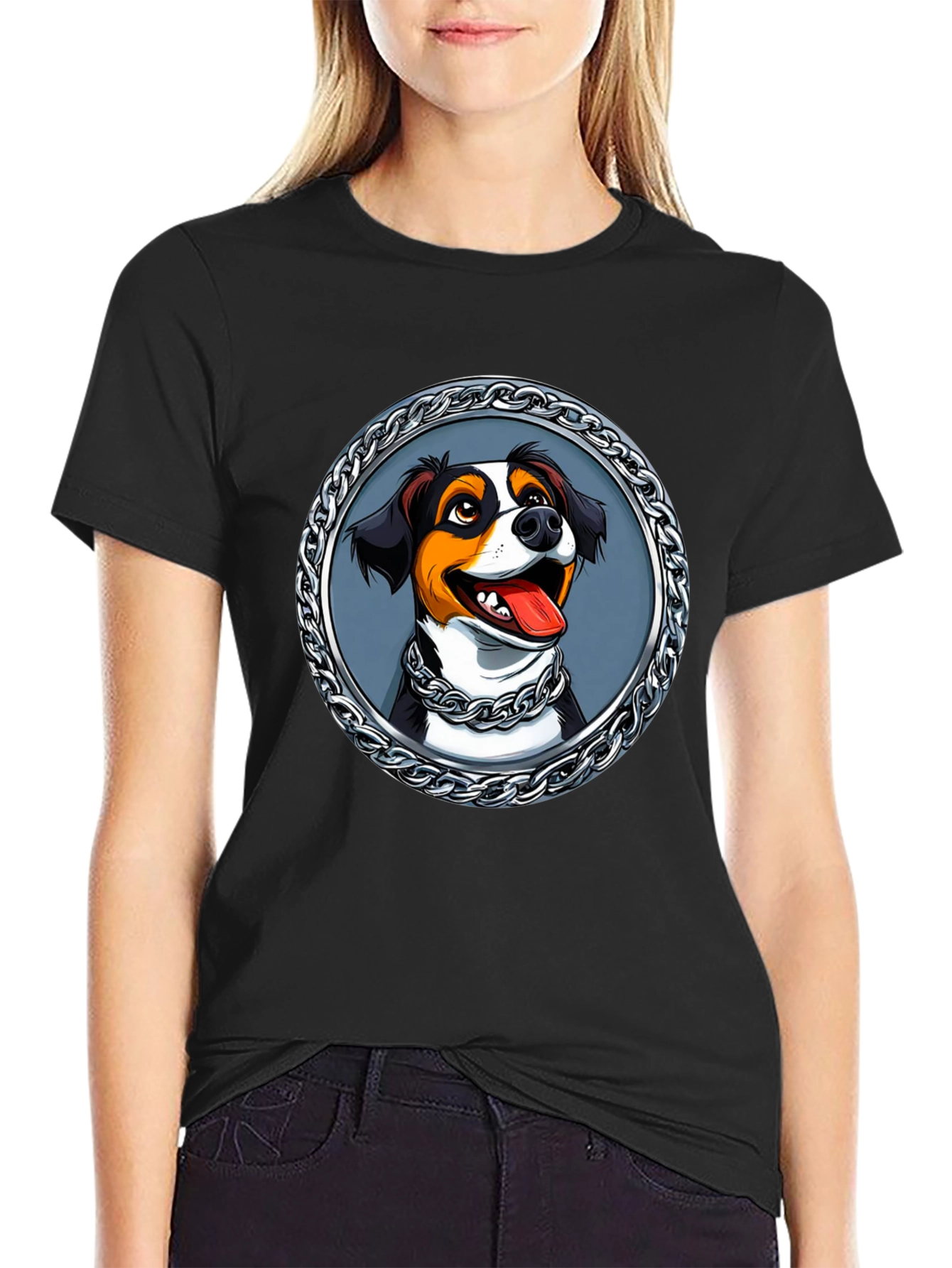 Dog Portrait T-Shirt - Chain Frame Design