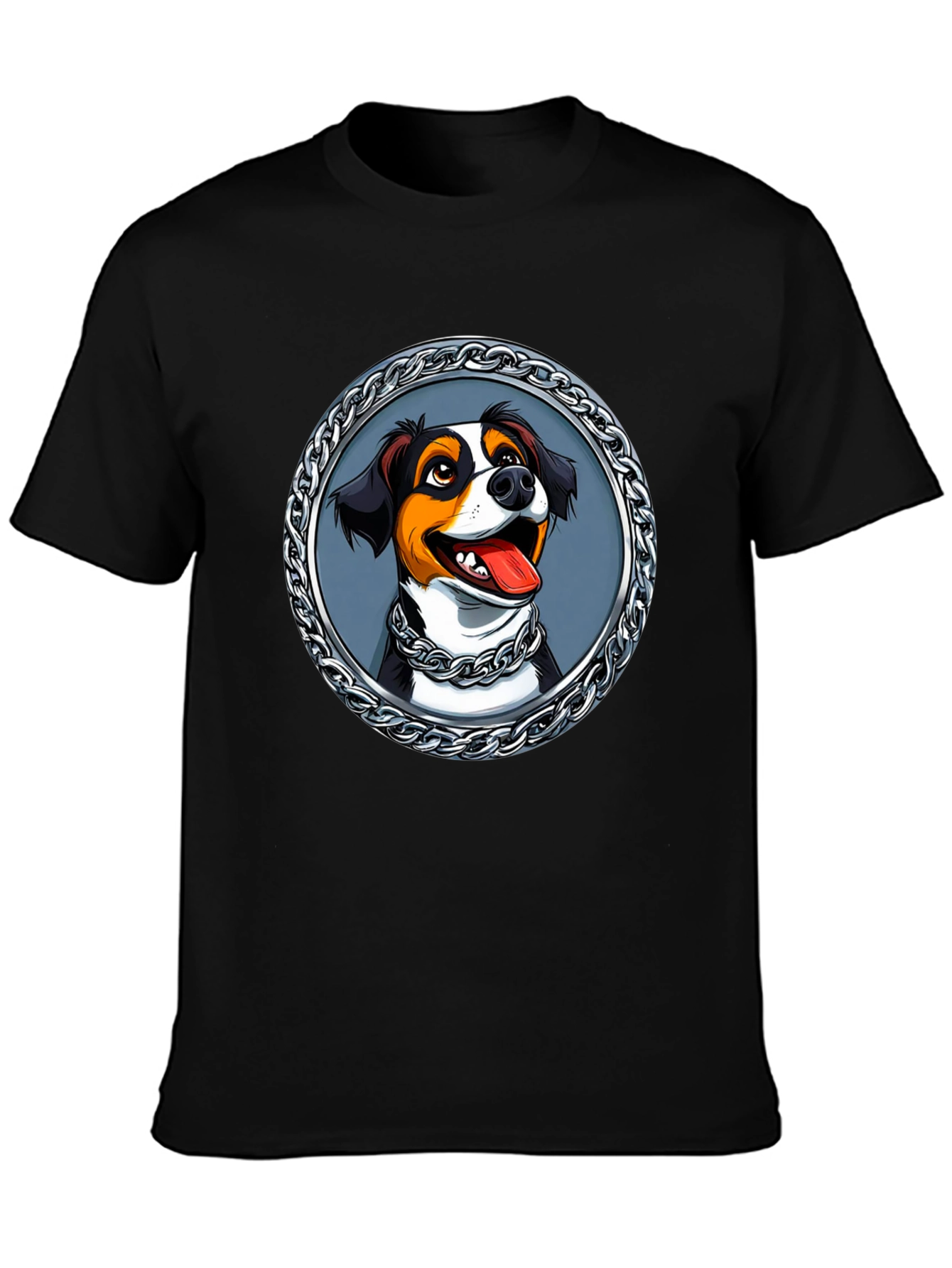 Dog Portrait T-Shirt - Chain Frame Design
